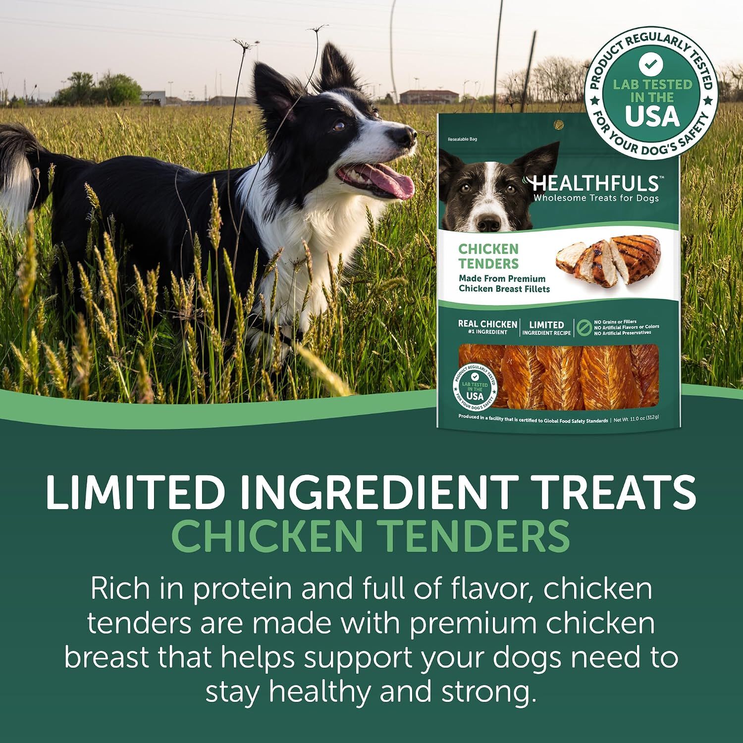 Healthfuls Chicken Tenders Limited Ingredient Dog Treats, 11-Oz Bag