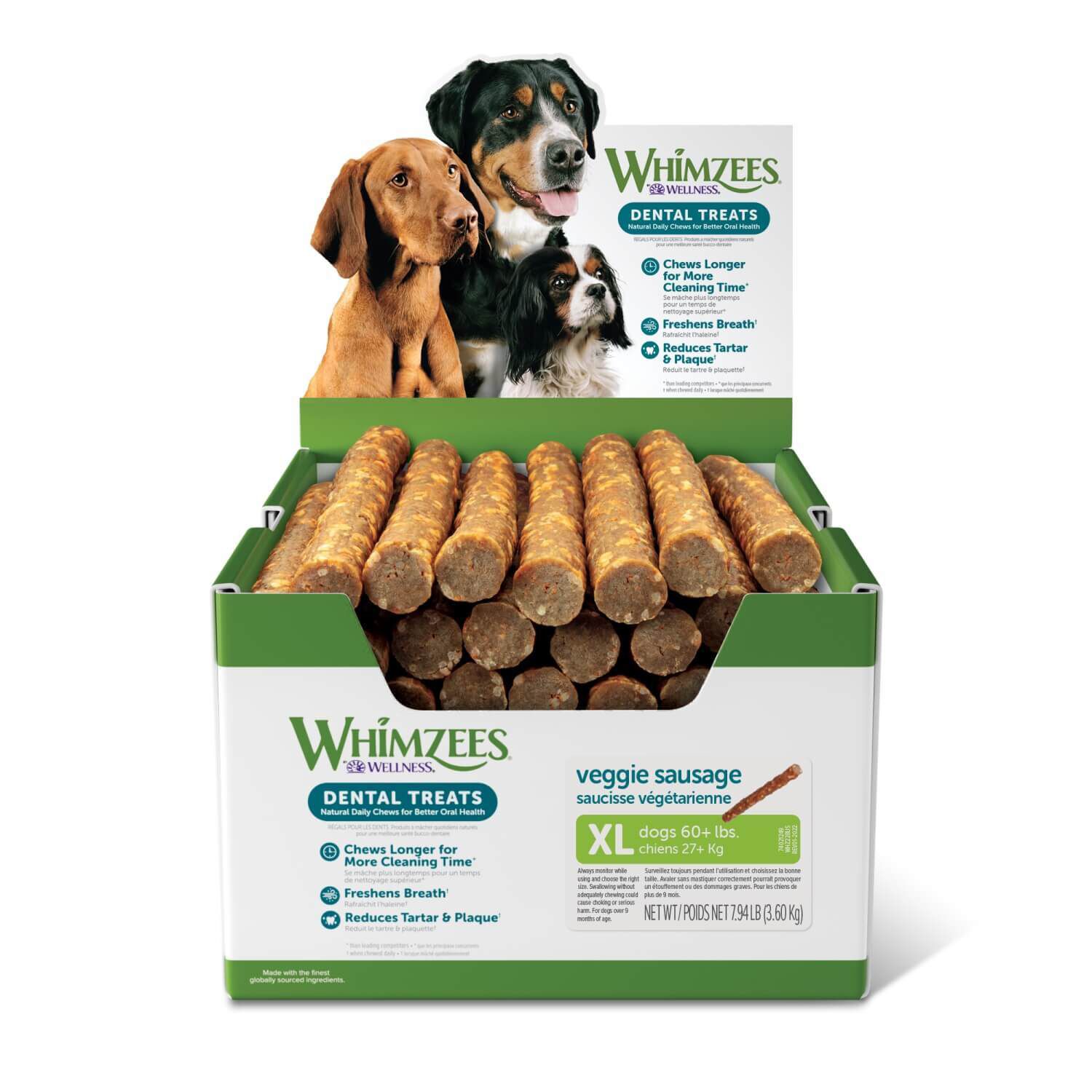 Whimzees Veggie Sausage Natural Grain Free Dental Dog Treats, Extra Large, 1 Count