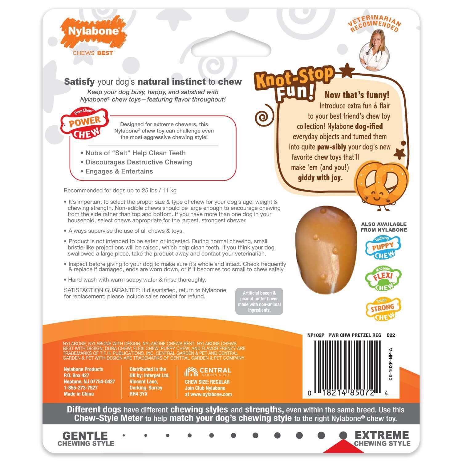 Nylabone Power Chew Pretzel Dog Toy - Bacon & Peanut Butter Flavor
