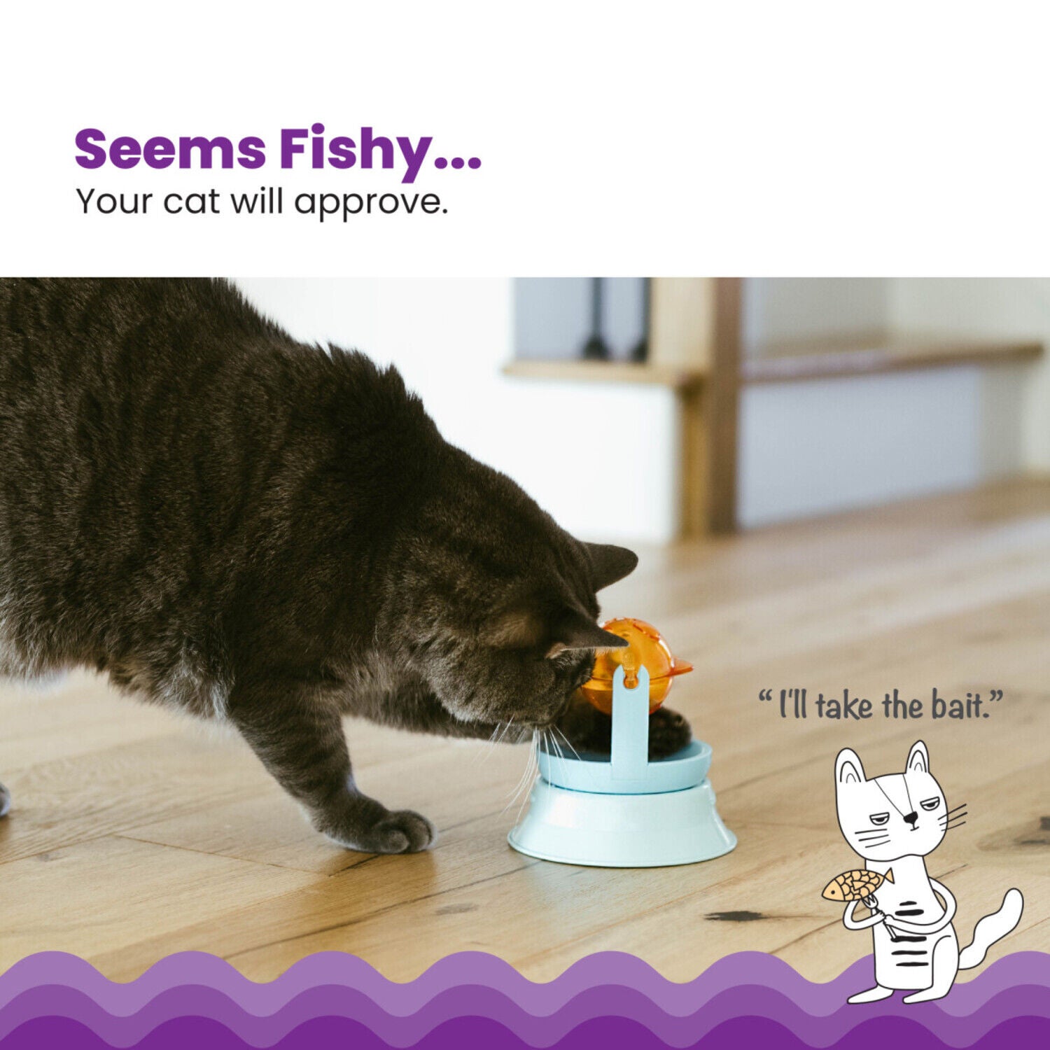 Catstages 2-In-1 Spinning Fish Treat Dispensing Cat Toy