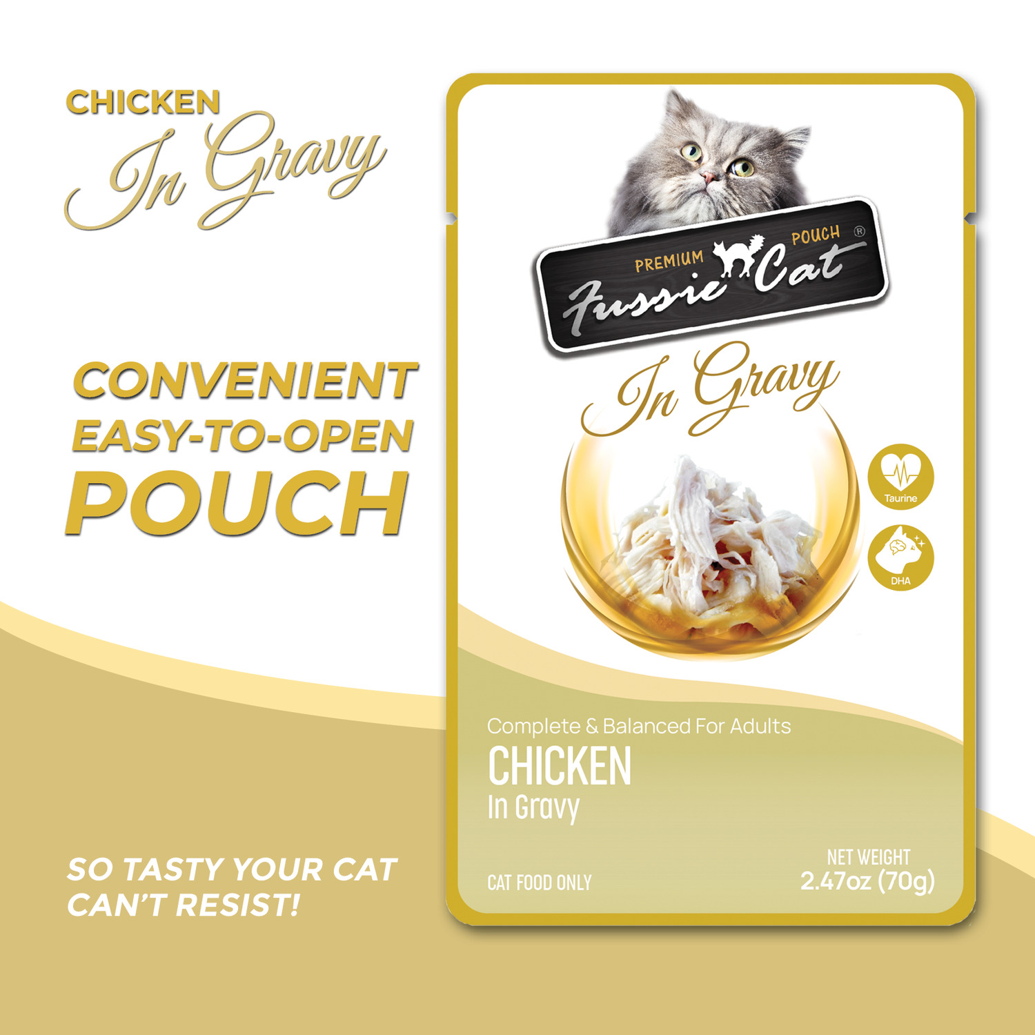 Fussie Cat Premium Chicken In Gravy Wet Cat Food, 2.47Oz
