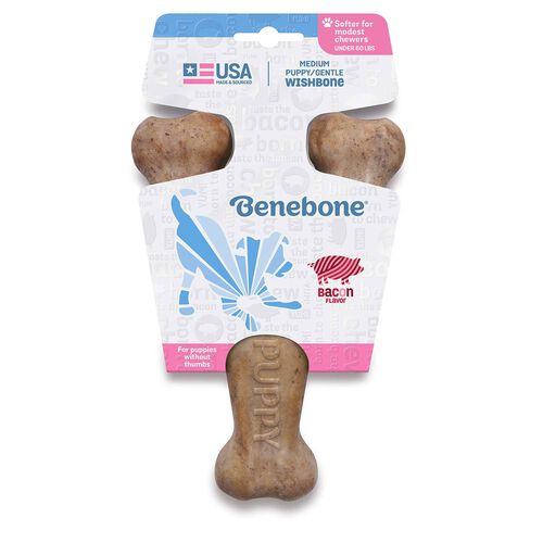 Benebone Puppy Wishbone Bacon Medium Dog Toy