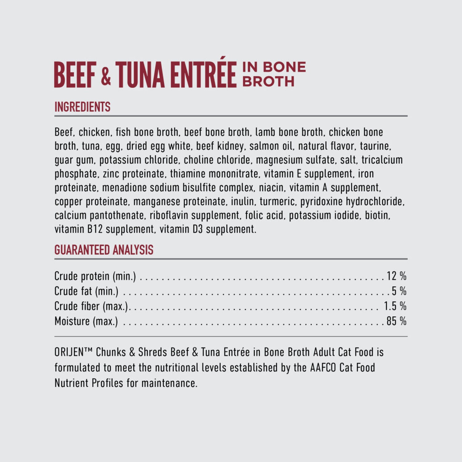 Orijen Chunks & Shreds Wet Cat Food, Beef & Tuna Entree, 3-Oz