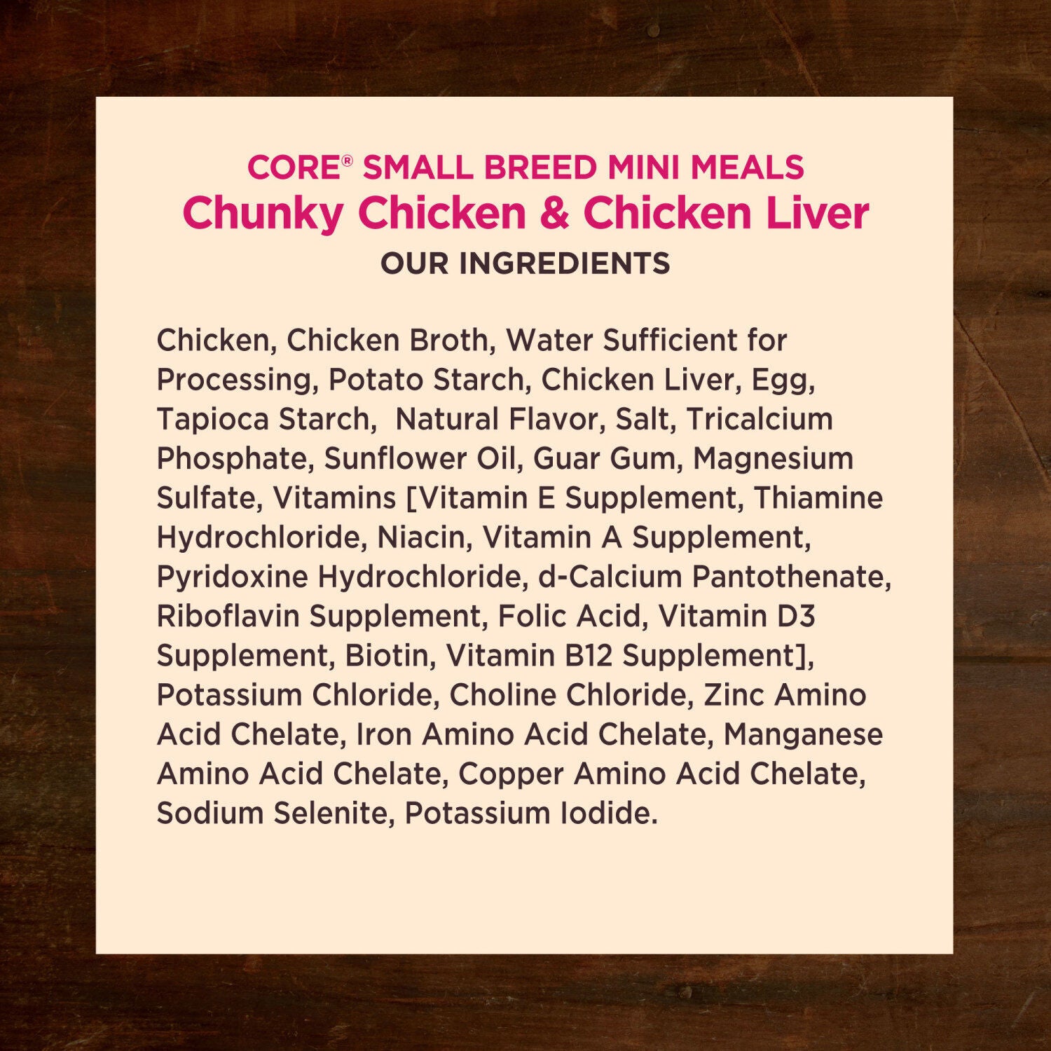 Wellness Core Natural Grain Free Small Breed Mini Meals Wet Dog Food, Chunky Chicken & Chicken Liver Entr&eacute;e In Gravy, 3-Ounce Pouch