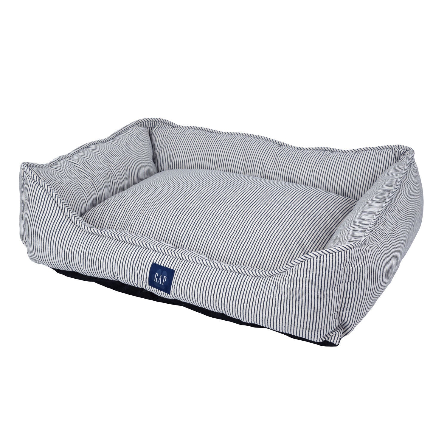 Gap Railroad Striped Cuddler Dog Bed, Blue & White, 37X27"