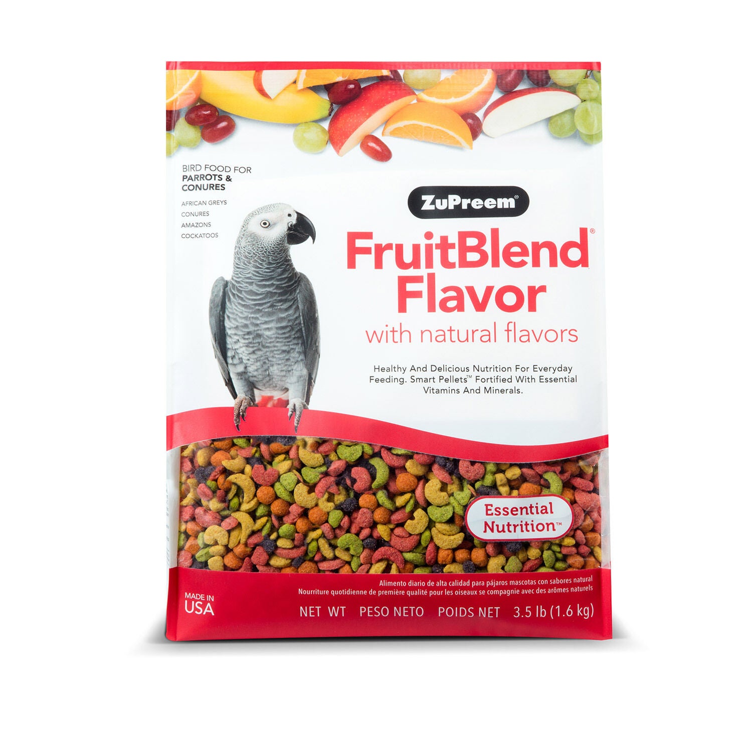 Zupreem Fruitblend Bird Food For Parrots & Conures, 3.5-Lb Bag