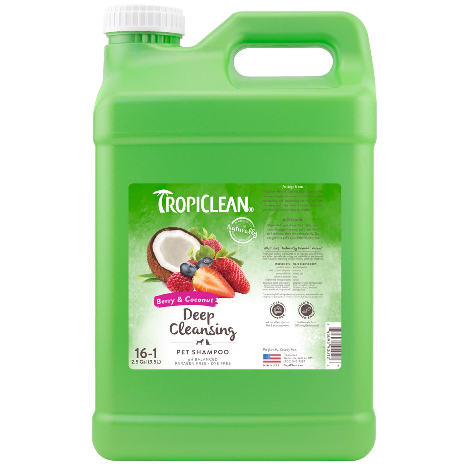 Tropiclean Berry & Coconut Deep Cleansing Cat & Dog Shampoo, 20-Oz Bottle