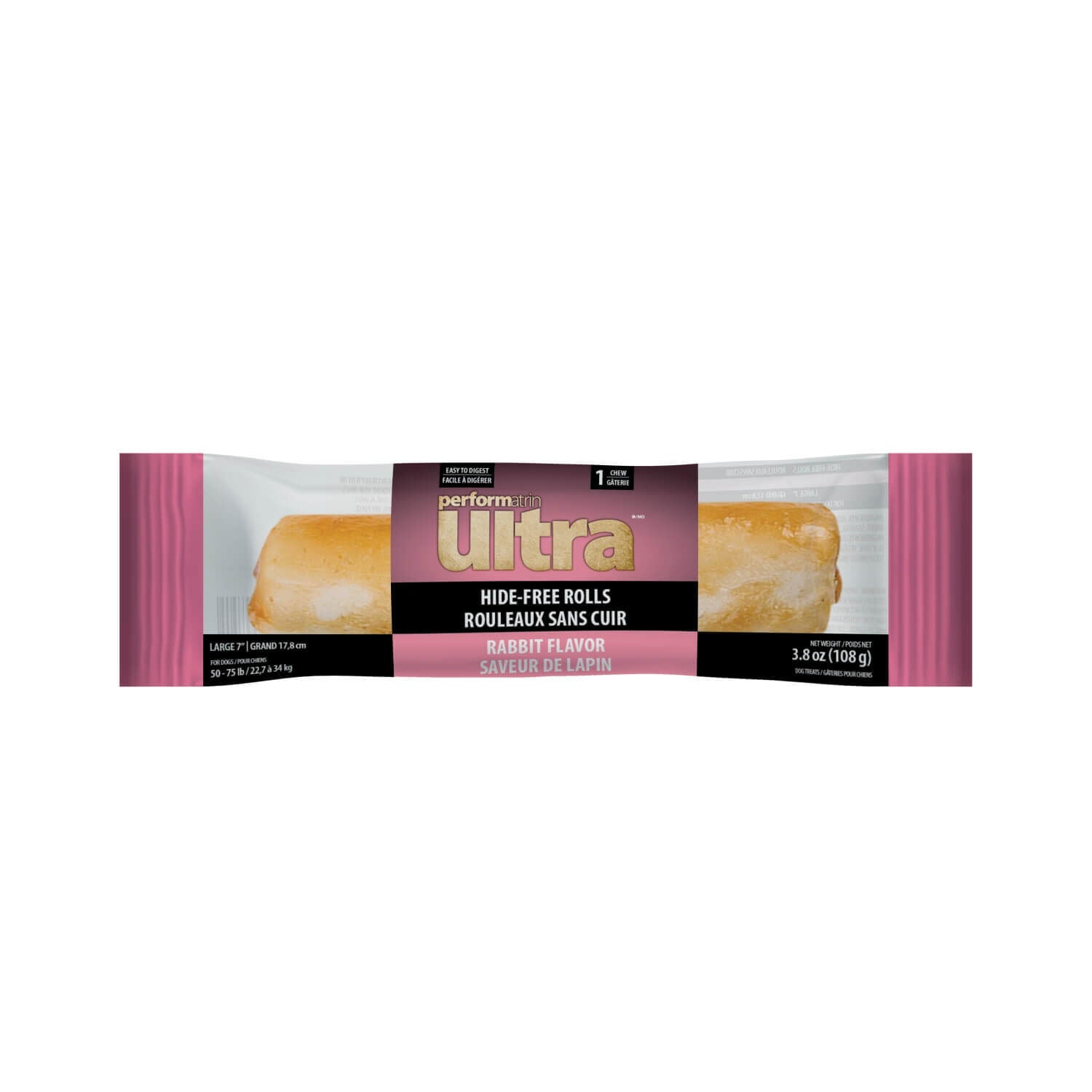 Performatrin Ultra Hide-Free Rolls Rawhide Alternative Dog Treat,  Rabbit Flavor