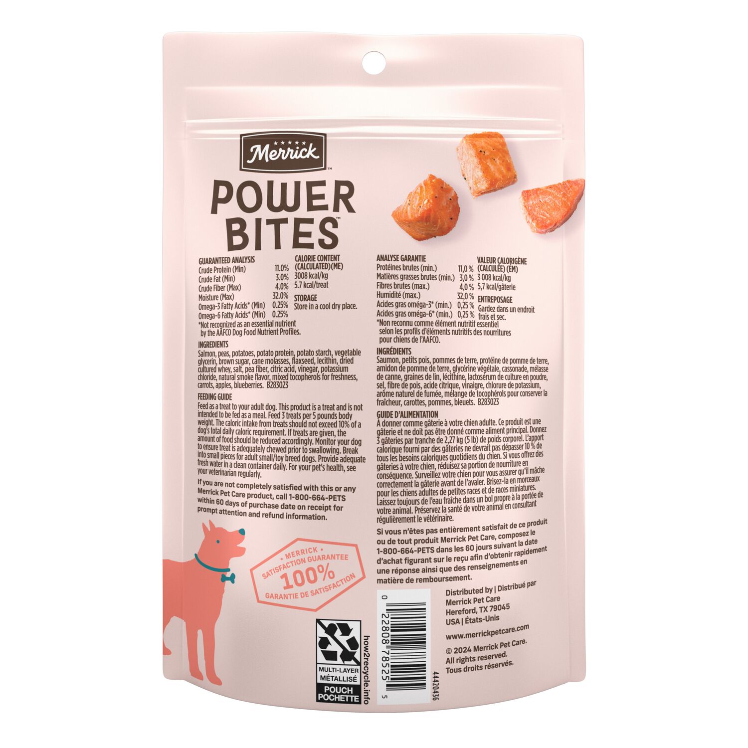 Merrick Power Bites Soft And Chewy Salmon Recipe Training Dog Treats, 6-Oz.