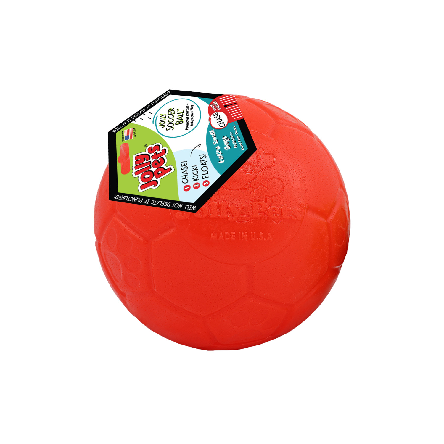 Jolly Pets Soccer Ball Dog Toy, Small, 6", Orange