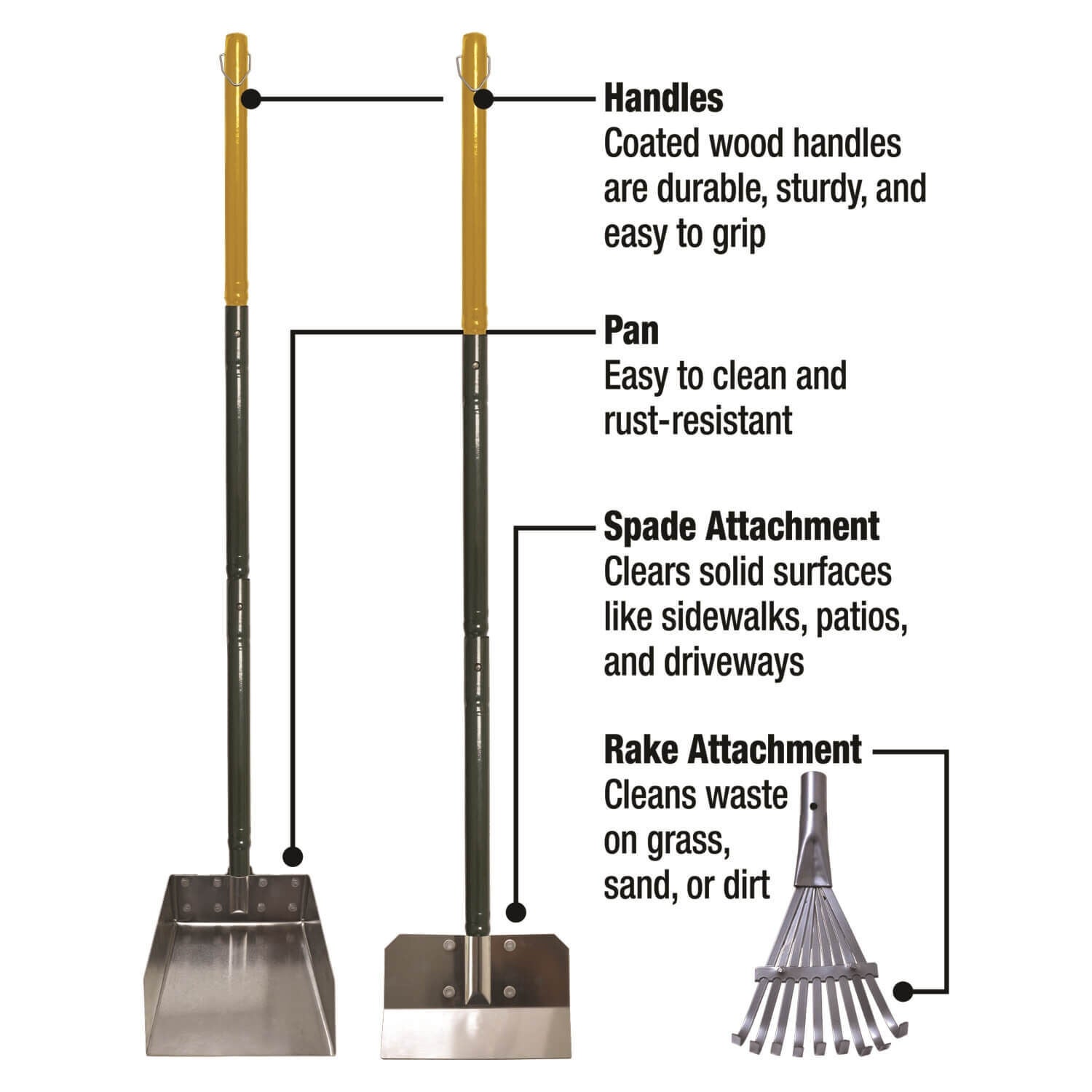Four Paws Wee-Wee Outdoor All-In-One Rake, Spade And Dog Poop Pan Set
