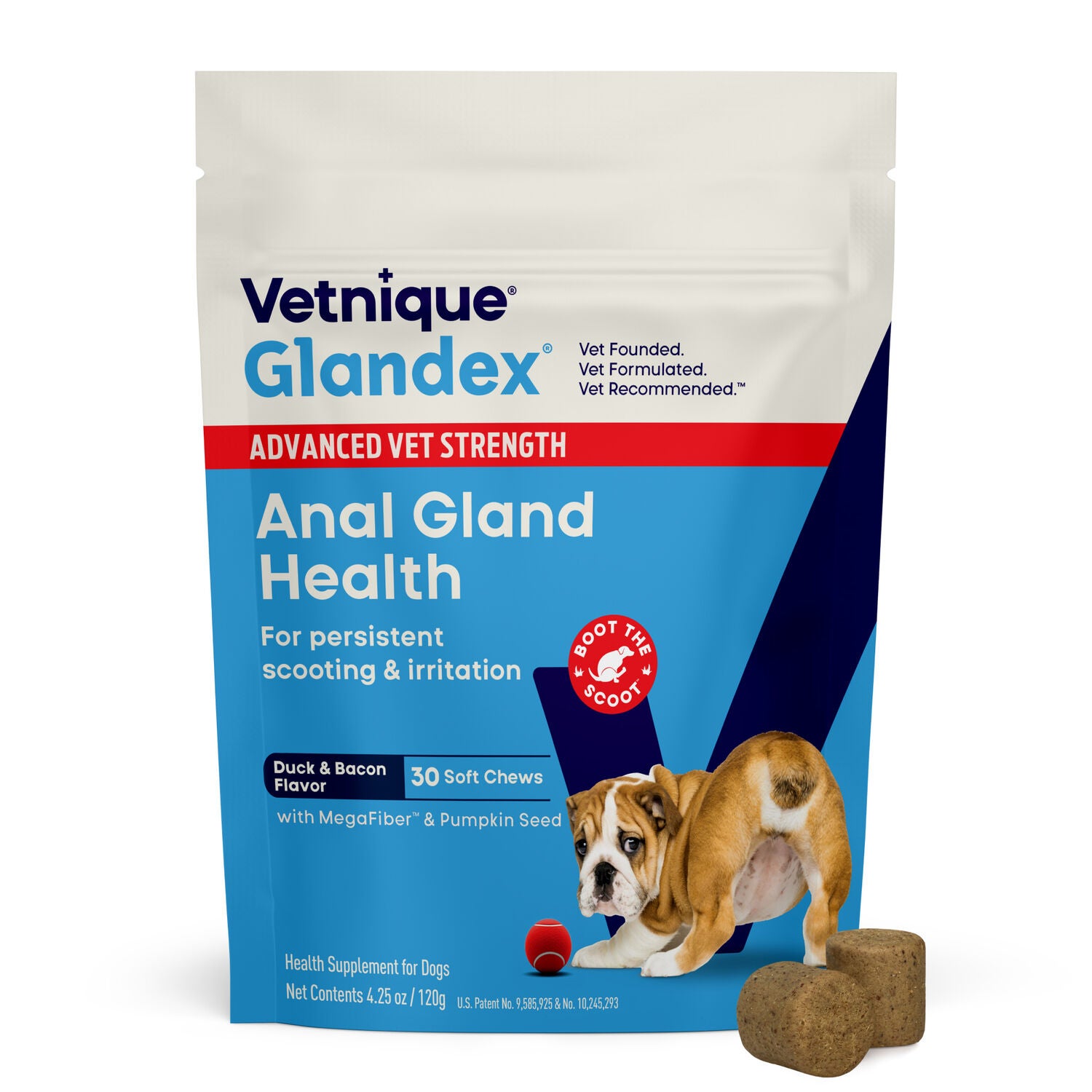 Vetnique Glandex Advanced Vet Strength Anal Gland Support Soft Chew Dog Supplements, 30-Count