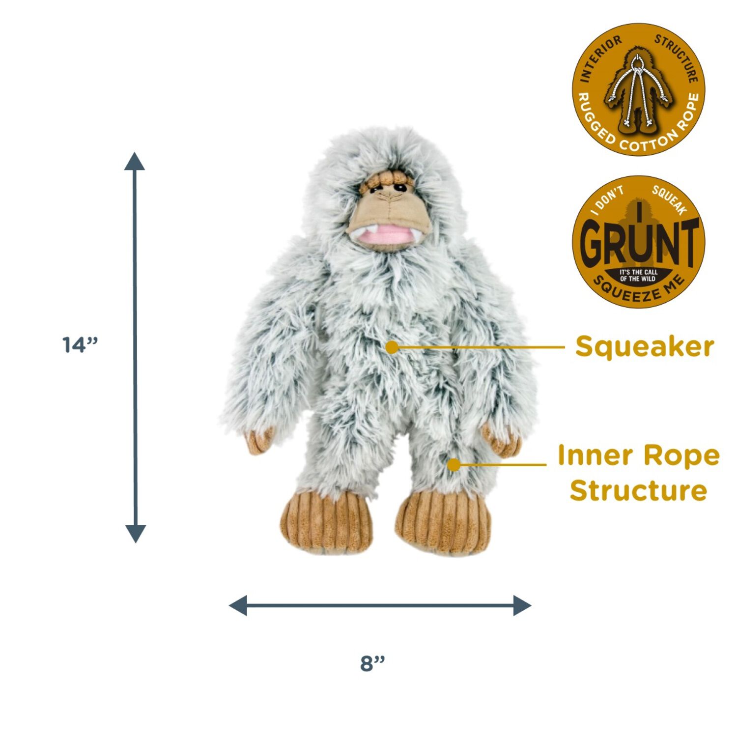 Tall Tails Yeti With Squeaker Durable Plush Dog Toy, 14"