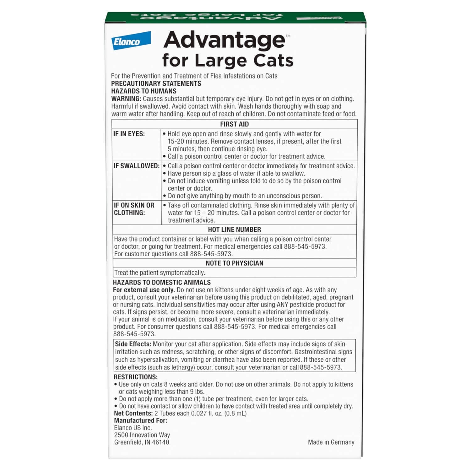 Advantage Topical Flea Prevention For Large Cats 9+ Lbs