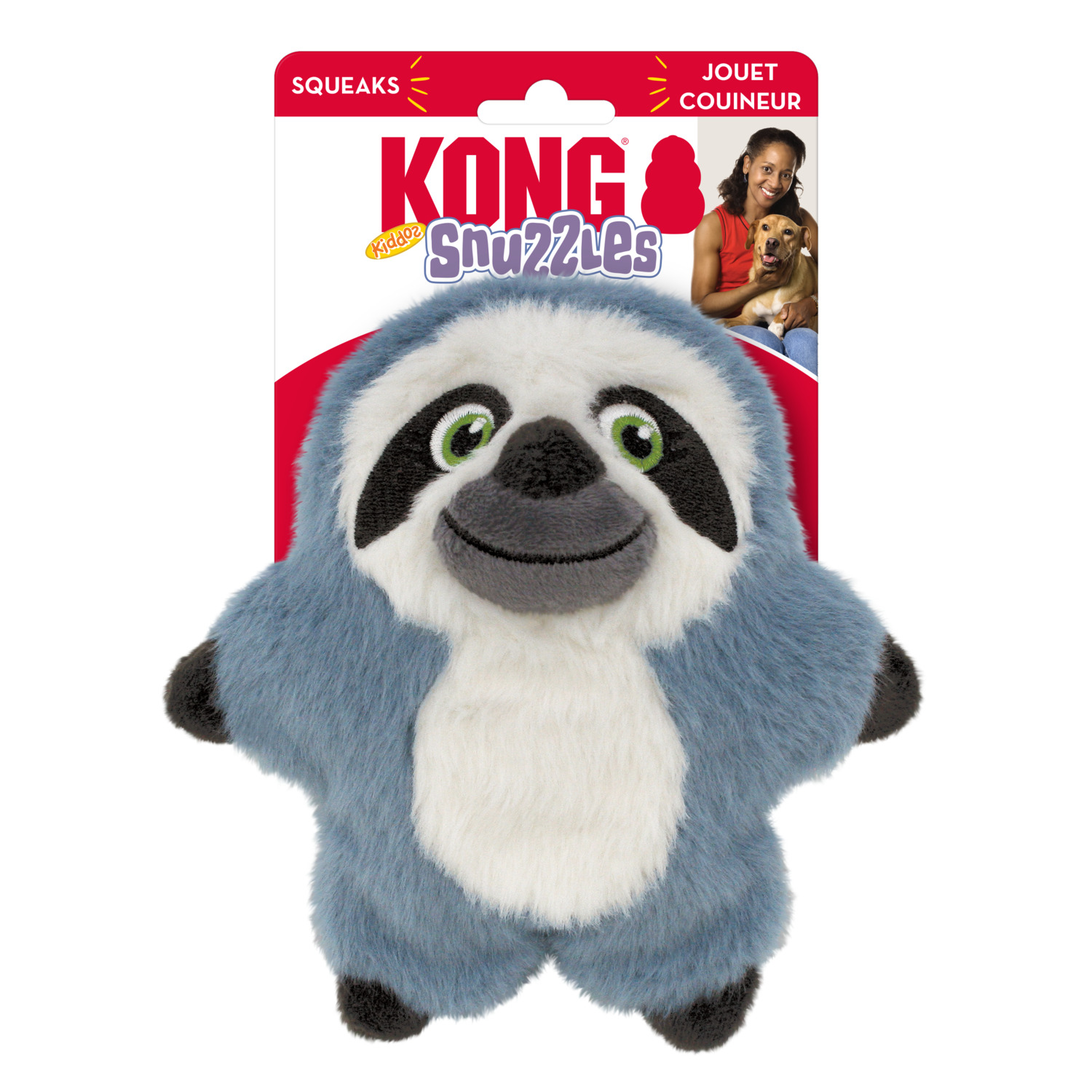 Kong Snuzzles Kiddos Sloth Plush Squeaky Dog Toy, 6"