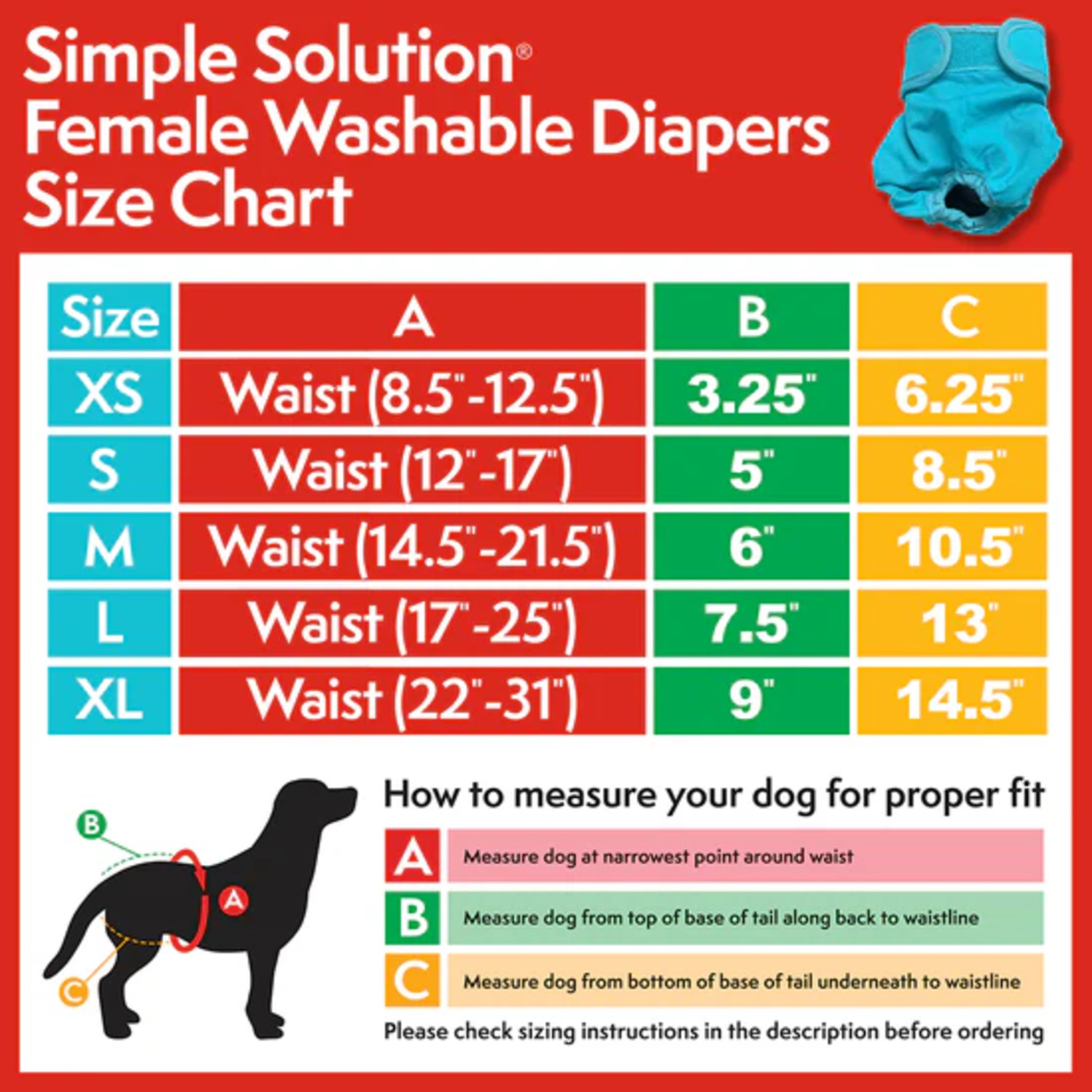 Simple Solution Washable Dog Diaper, Extra Large