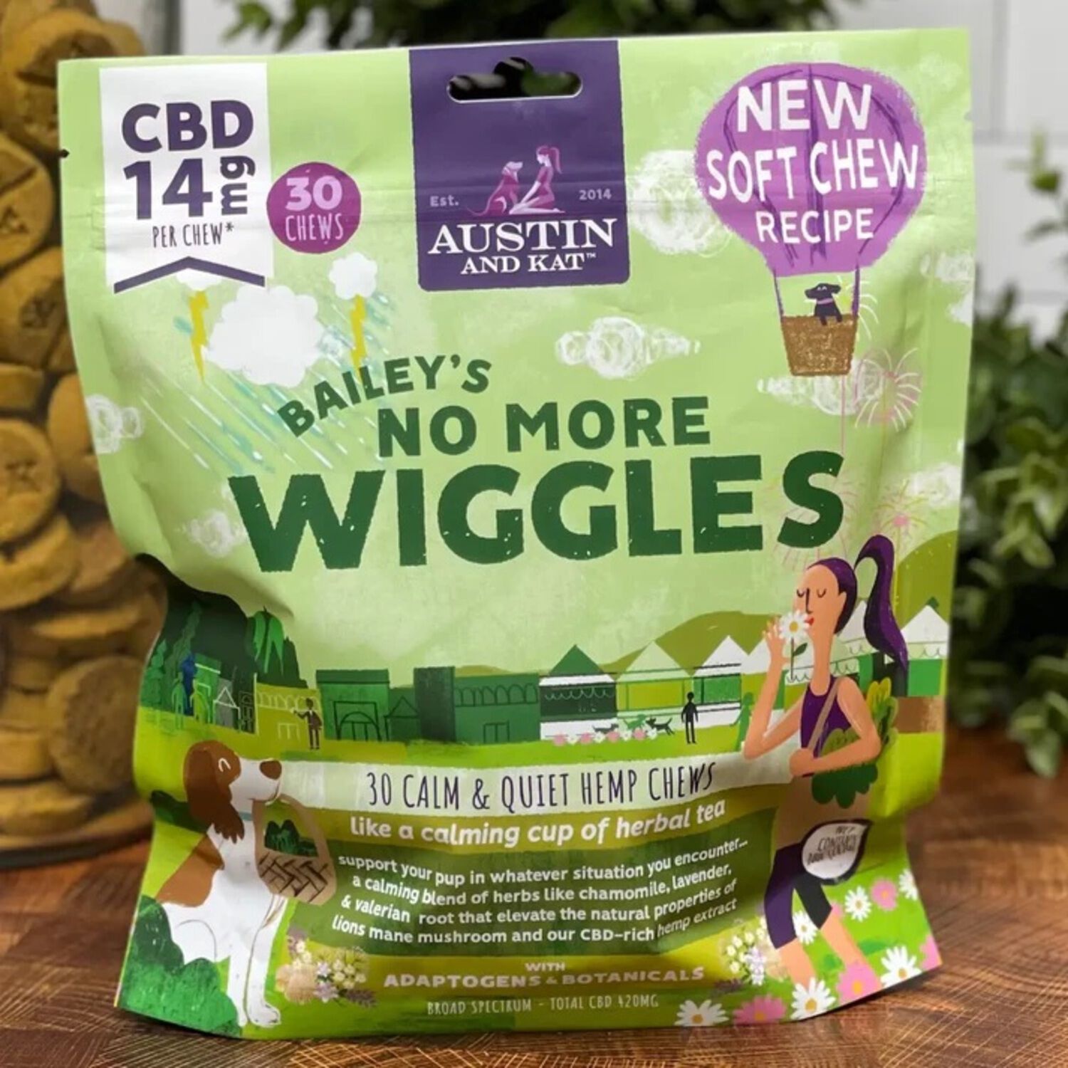 Austin & Kat Bailey's No More Wiggles Calm & Quiet 14Mg Cbd Soft Chew Dog Supplements, 30-Ct