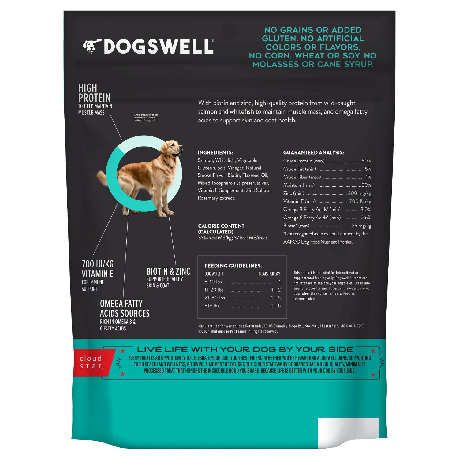 Dogswell Skin & Coat Grain-Free Salmon Jerky Dog Treat, 10-Oz