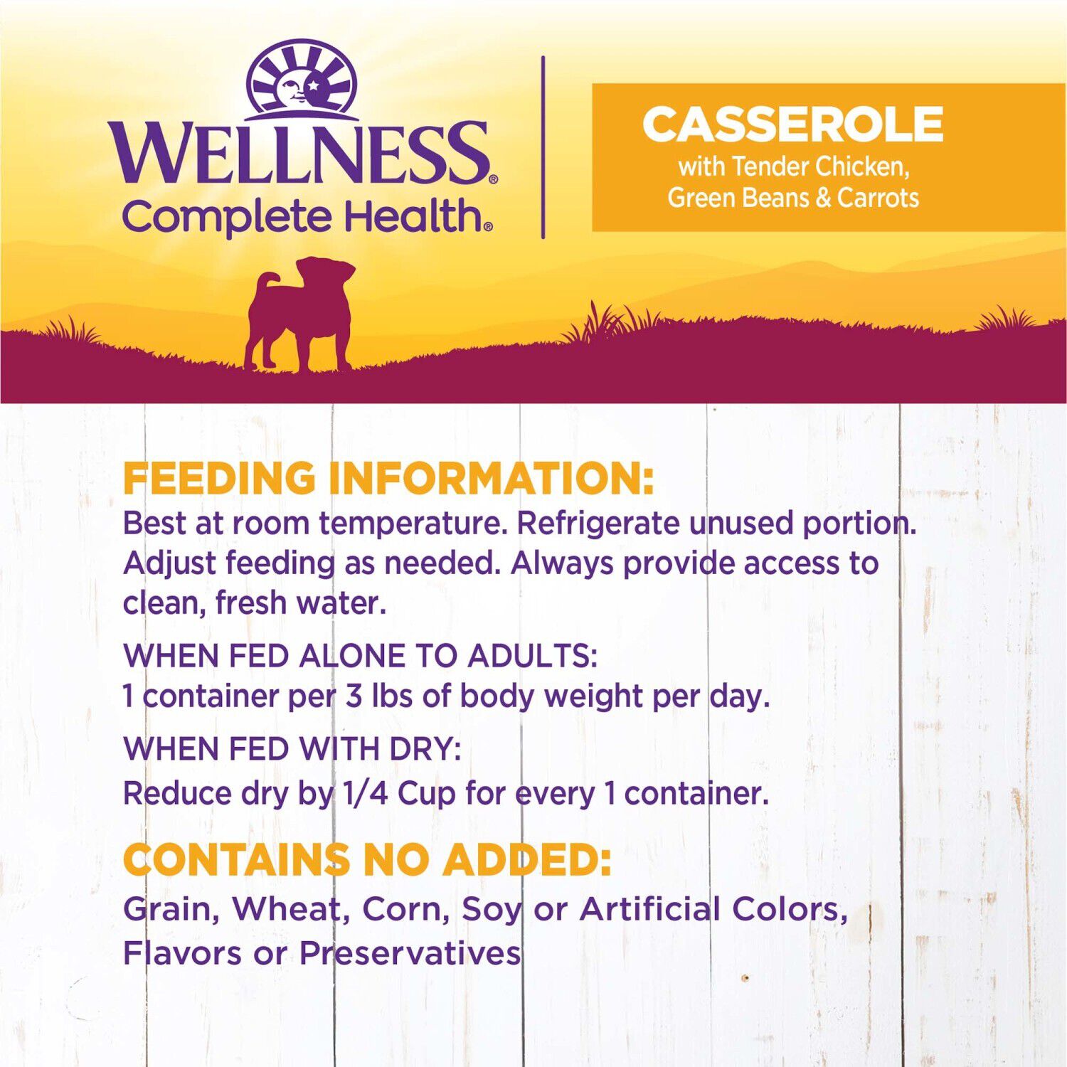 Wellness Petite Entr&eacute;es Small Breed Wet Dog Food Casserole With Tender Chicken, Green Beans & Carrots, 3-Ounce Cup