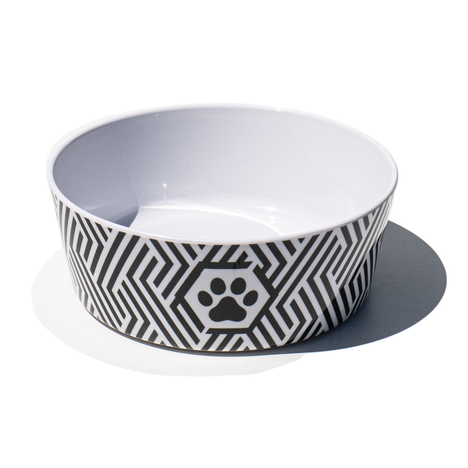 Abode Homewares Black & White Geo-Print Paw Dog Bowl, Large