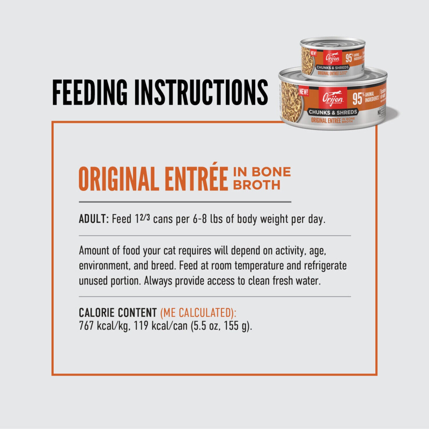 Orijen Chunks & Shreds Wet Cat Food, Original Entree, 5.5-Oz Pack Of 6