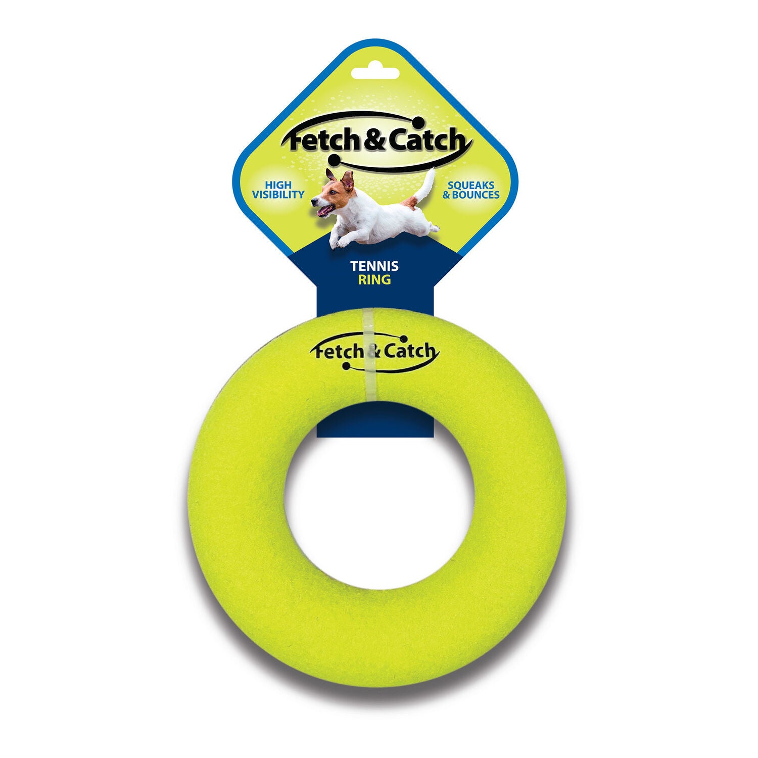 Fetch & Catch Tennis Ring Squeaky And Bouncy Dog Fetch Toy
