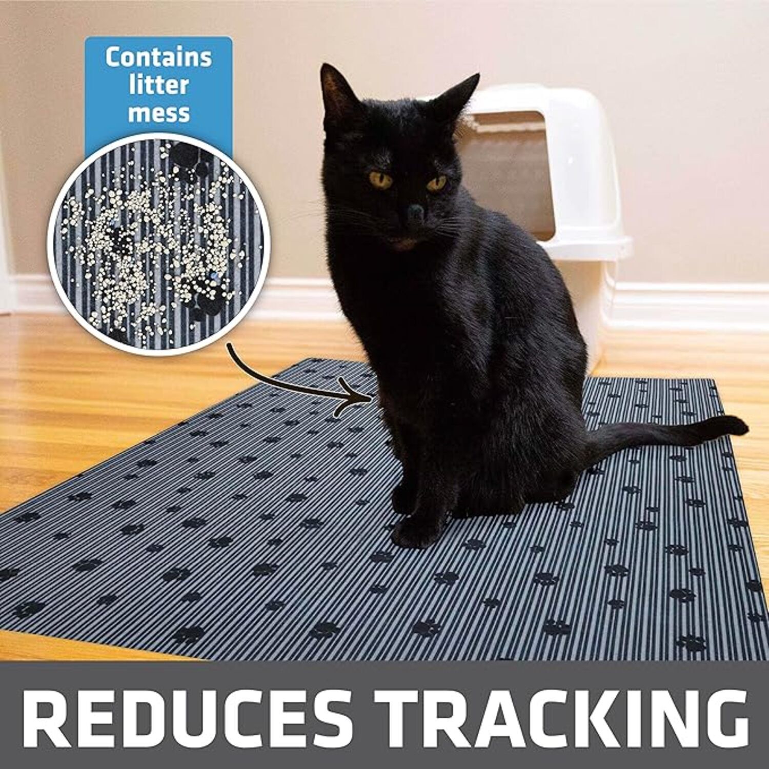 Drymate Gray Stripe Cat Litter Mat, 28"X36"