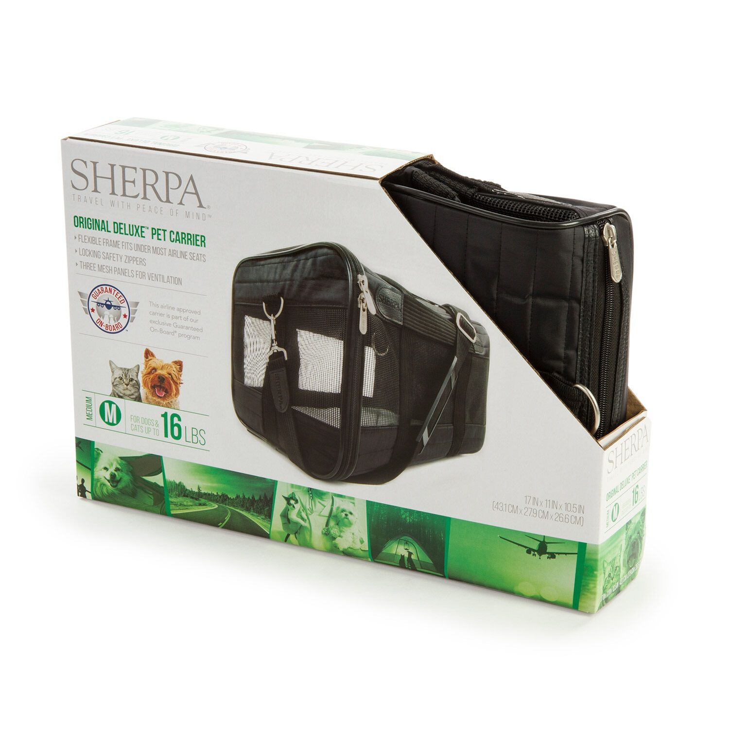 Sherpa Deluxe Airline Approved Soft Sided Dog & Cat Carrier - Black