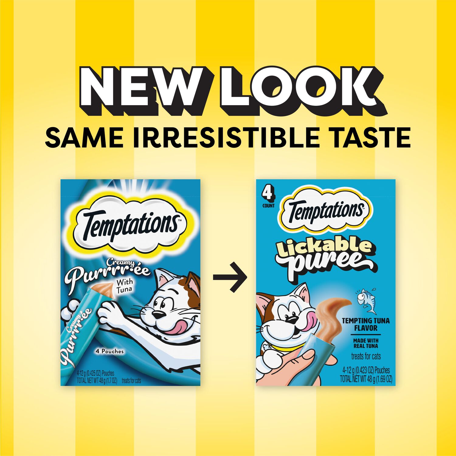 Temptations Creamy Puree With Tuna Lickable, Squeezable Cat Treats, 4-Pack Of 0.4-Oz Pouches