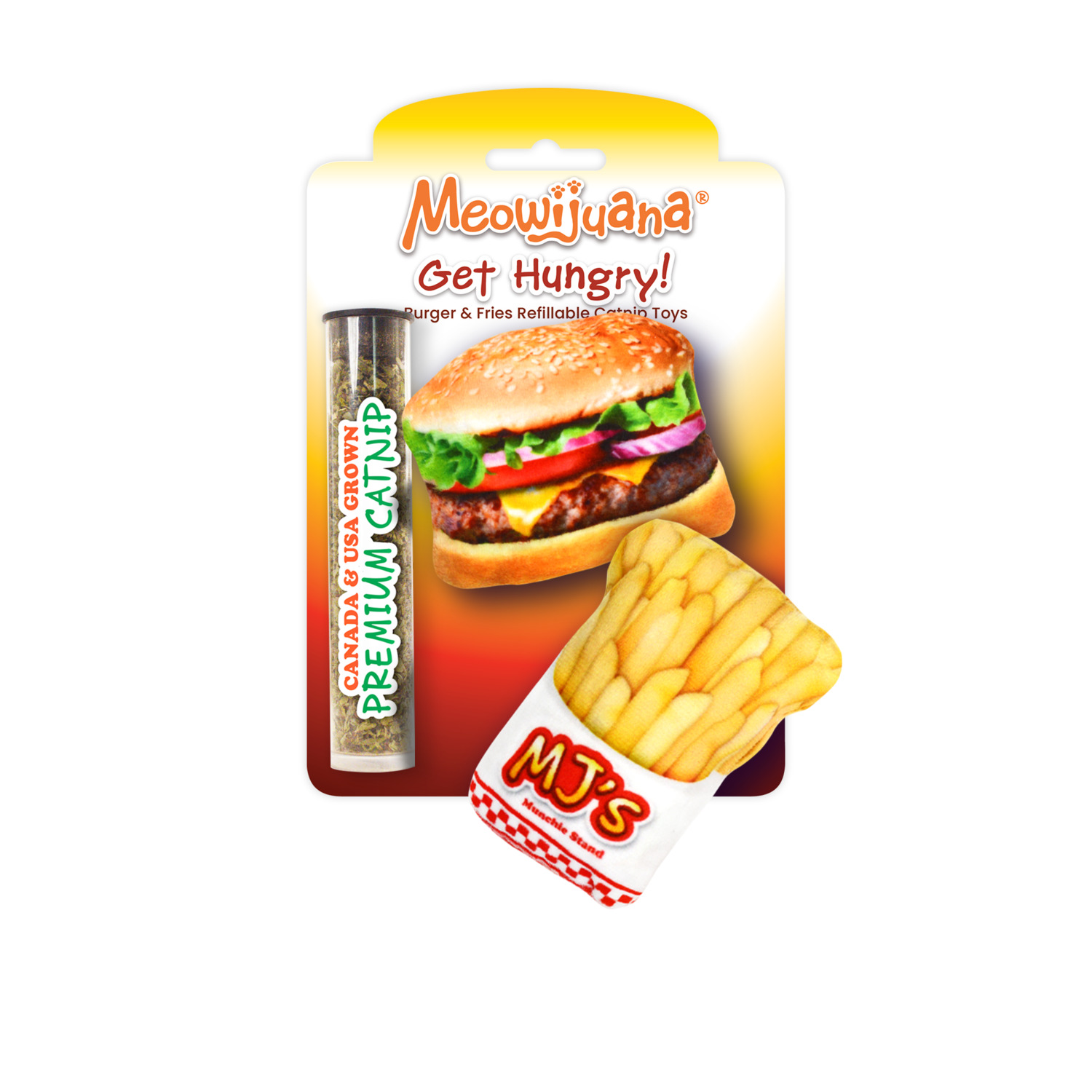 Meowijuana Get Hungry Burger And Fries Refillable Catnip Toy - 2 Pack