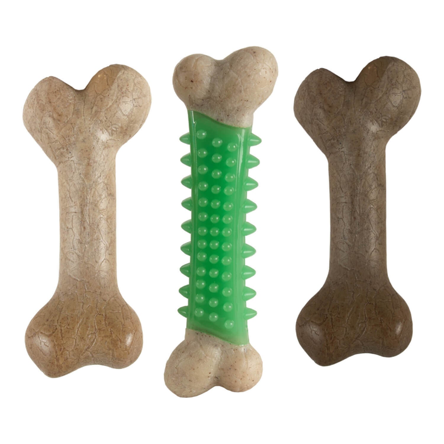 Hero Bonetics 3-Pack Dental Chew Dog Toy Combo - Chicken, Mint, & Beef
