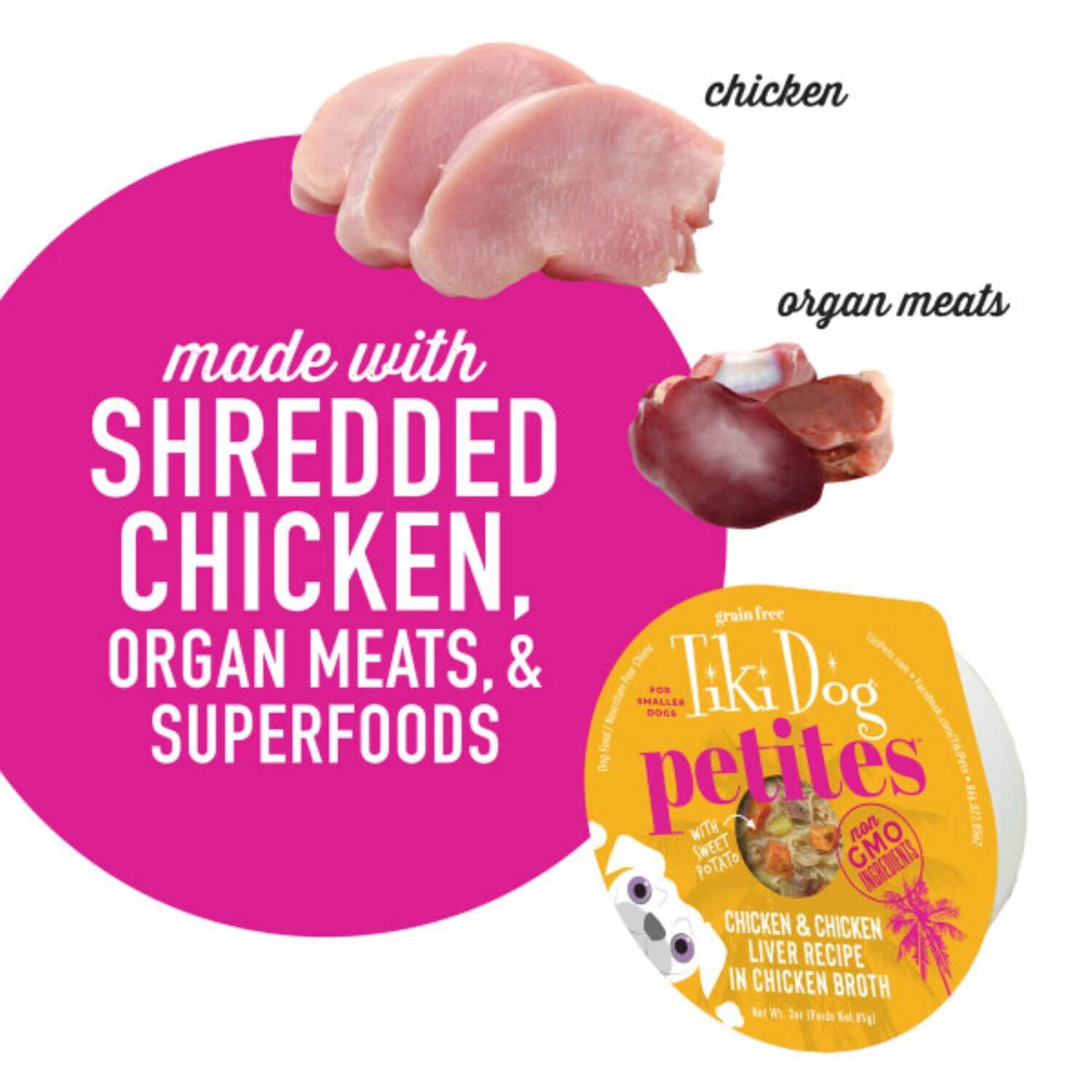 Tiki Dog Aloha Petites Wet Dog Food, Chicken