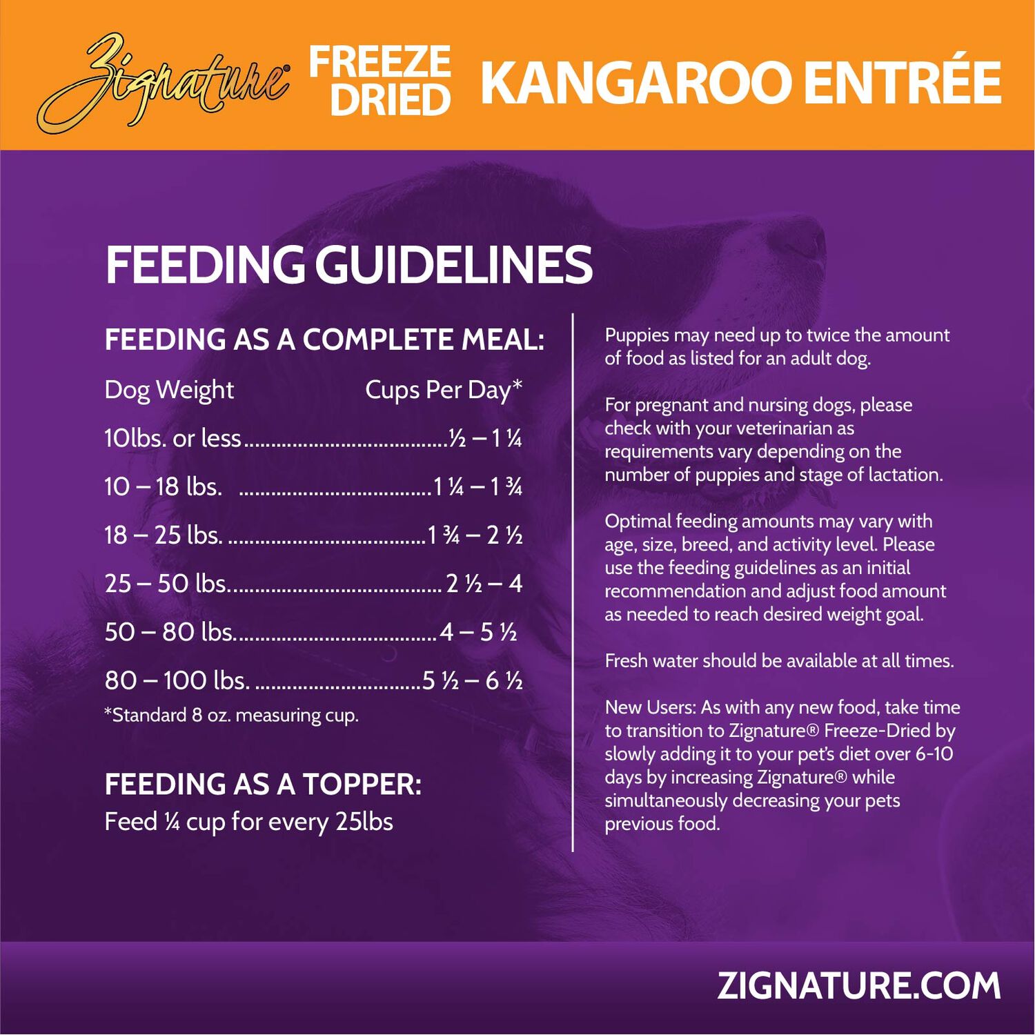 Zignature Grain-Free Kangaroo Entr&eacute;e Freeze-Dried Dog Food, 25-Oz Bag