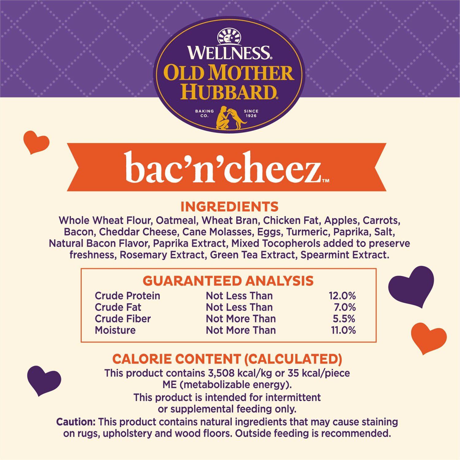 Wellness Old Mother Hubbard Bac'n'cheez Dog Biscuits, Natural, Training Treats, Bacon & Cheese Flavor, Small Size, 20 Ounce Bag