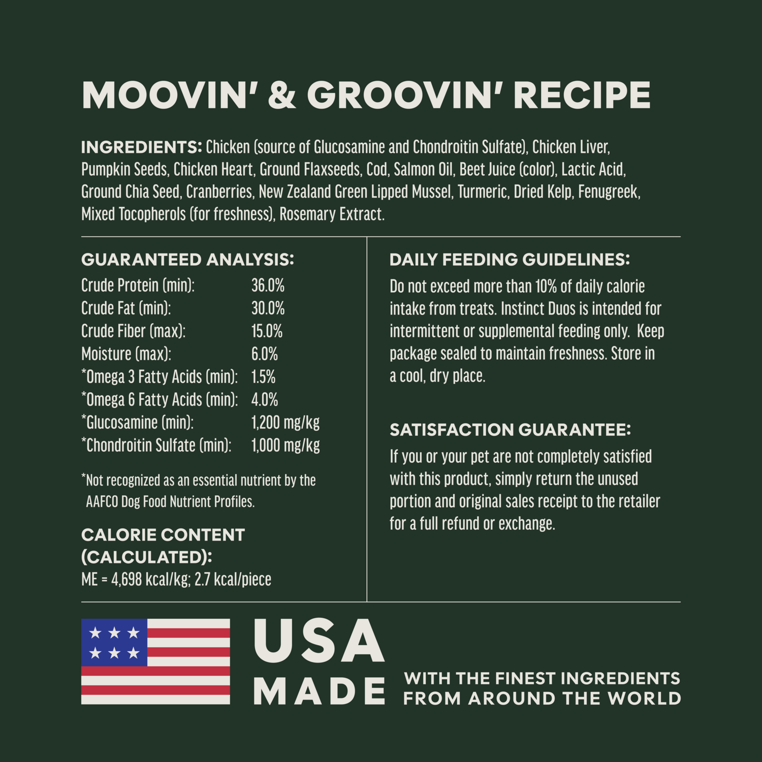 Instinct Duos Movin' & Groovin' 2:1 Healthy Mobility + Skin & Coat Health Freze-Dried Dog Treats, 4-Oz