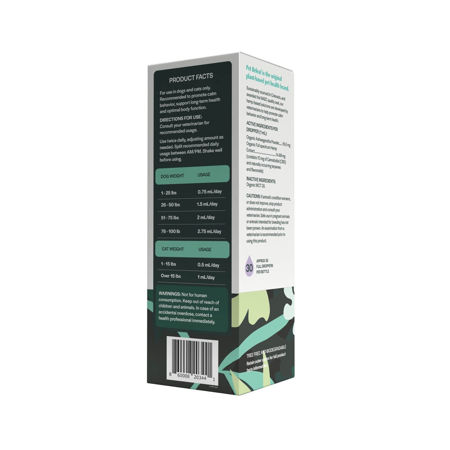 Pet Releaf Organic Stress Releaf Cbd Hemp Oil Supplement For Small Dogs & Cats
