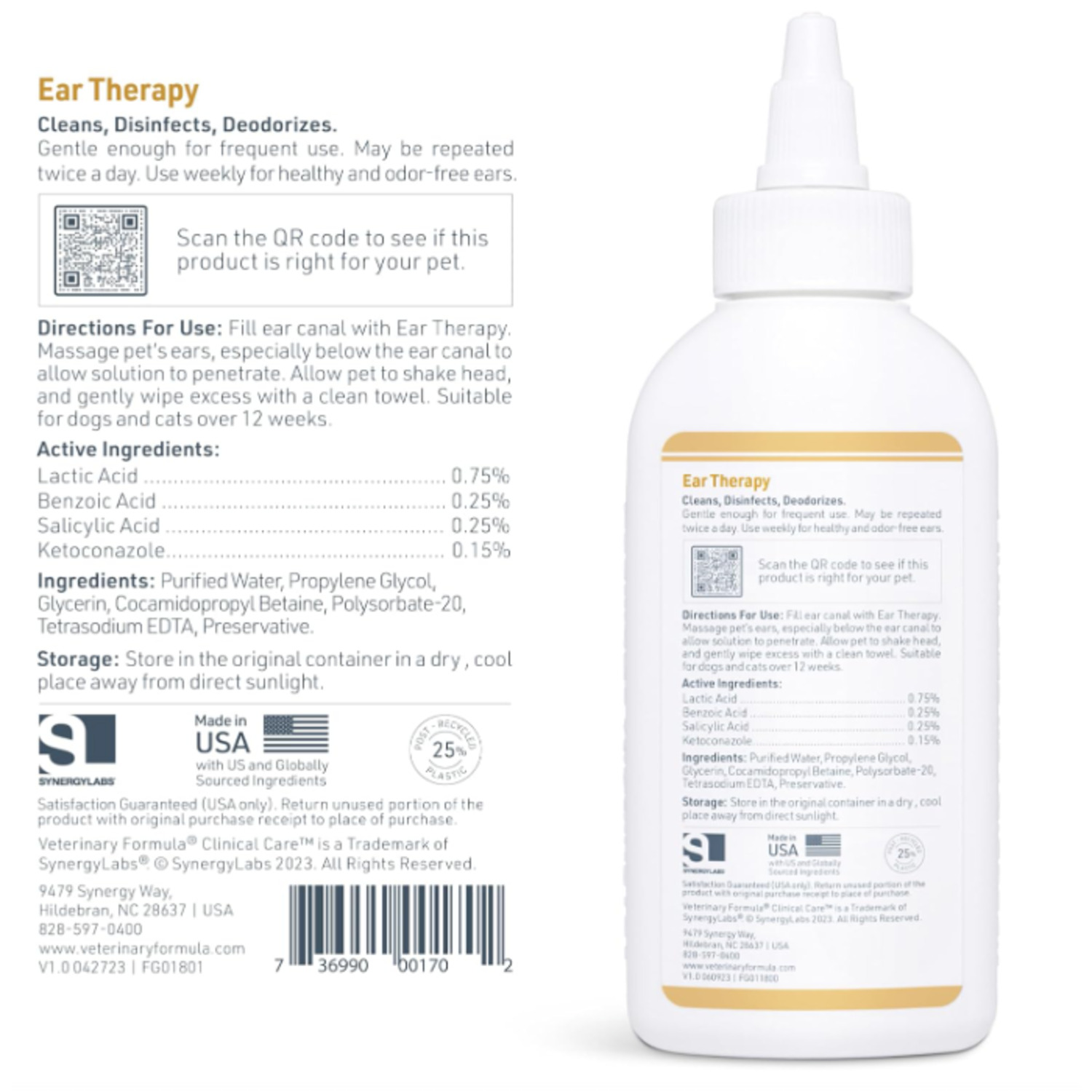Veterinary Formula Clinical Care Ear Therapy Cat & Dog Ear Cleaner