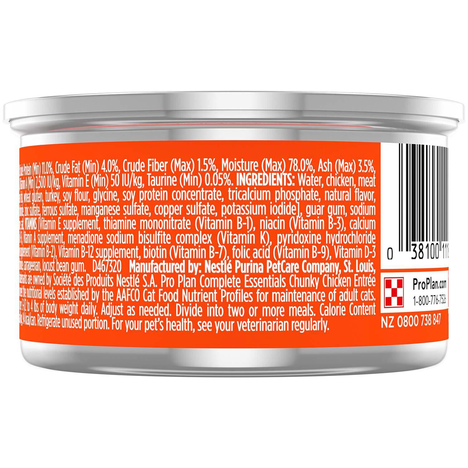 Purina Pro Plan Complete Essentials Classic Chunky Chicken Entree Adult Wet Cat Food, 3-Oz Can