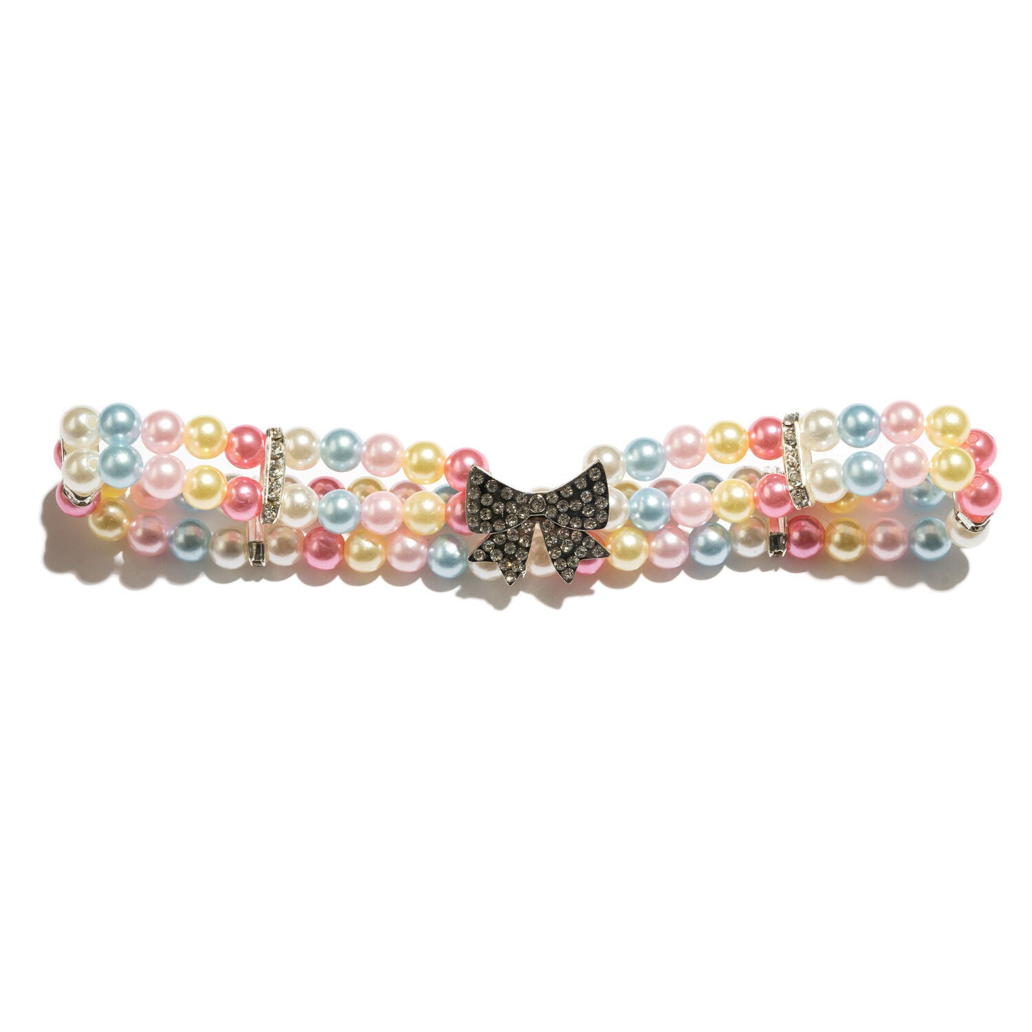 Simply Dog Pastel Beads & Bow Dog Necklace