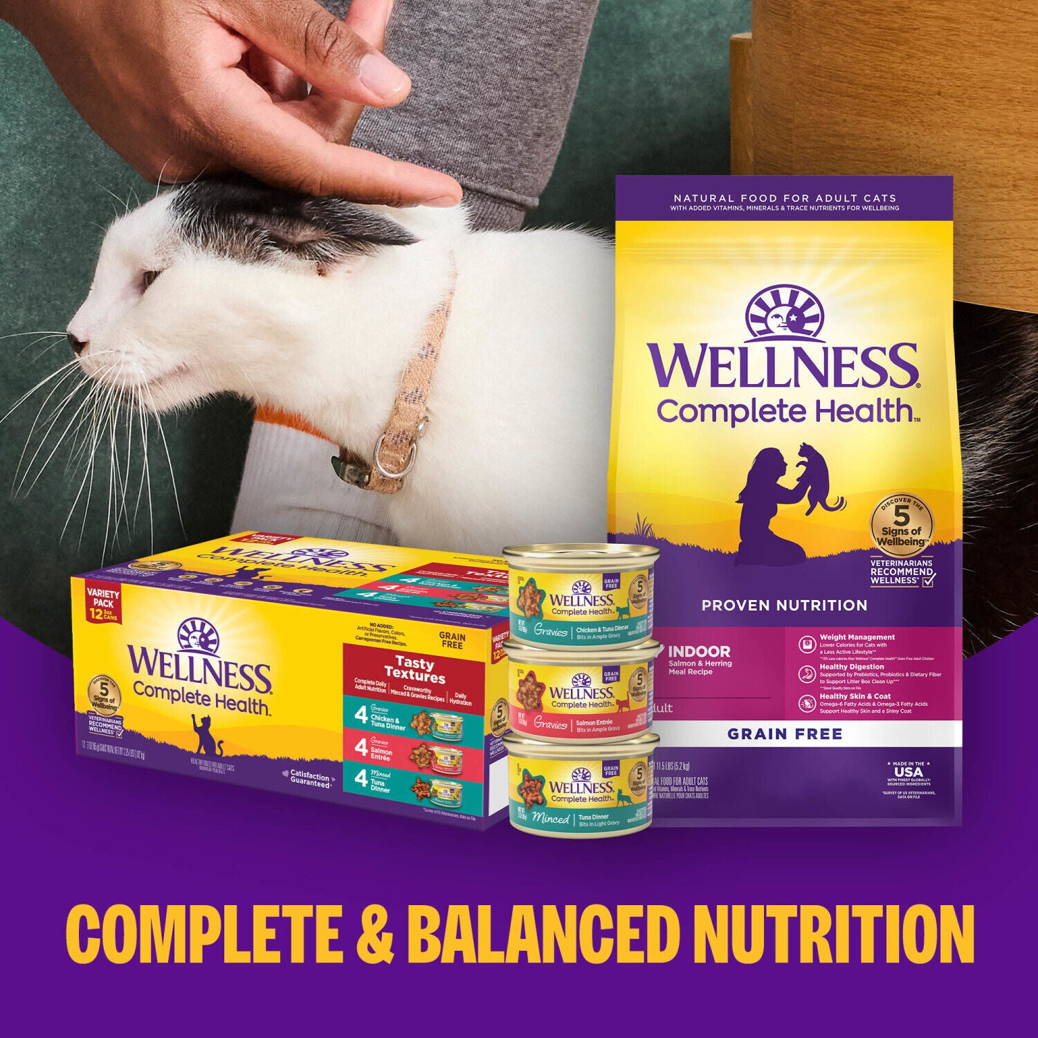 Wellness Healthy Indulgence Gravy Adult Wet Cat Food, Natural, Protein-Rich, Grain-Free Tuna Mackerel Recipe, 3-Oz Pouch