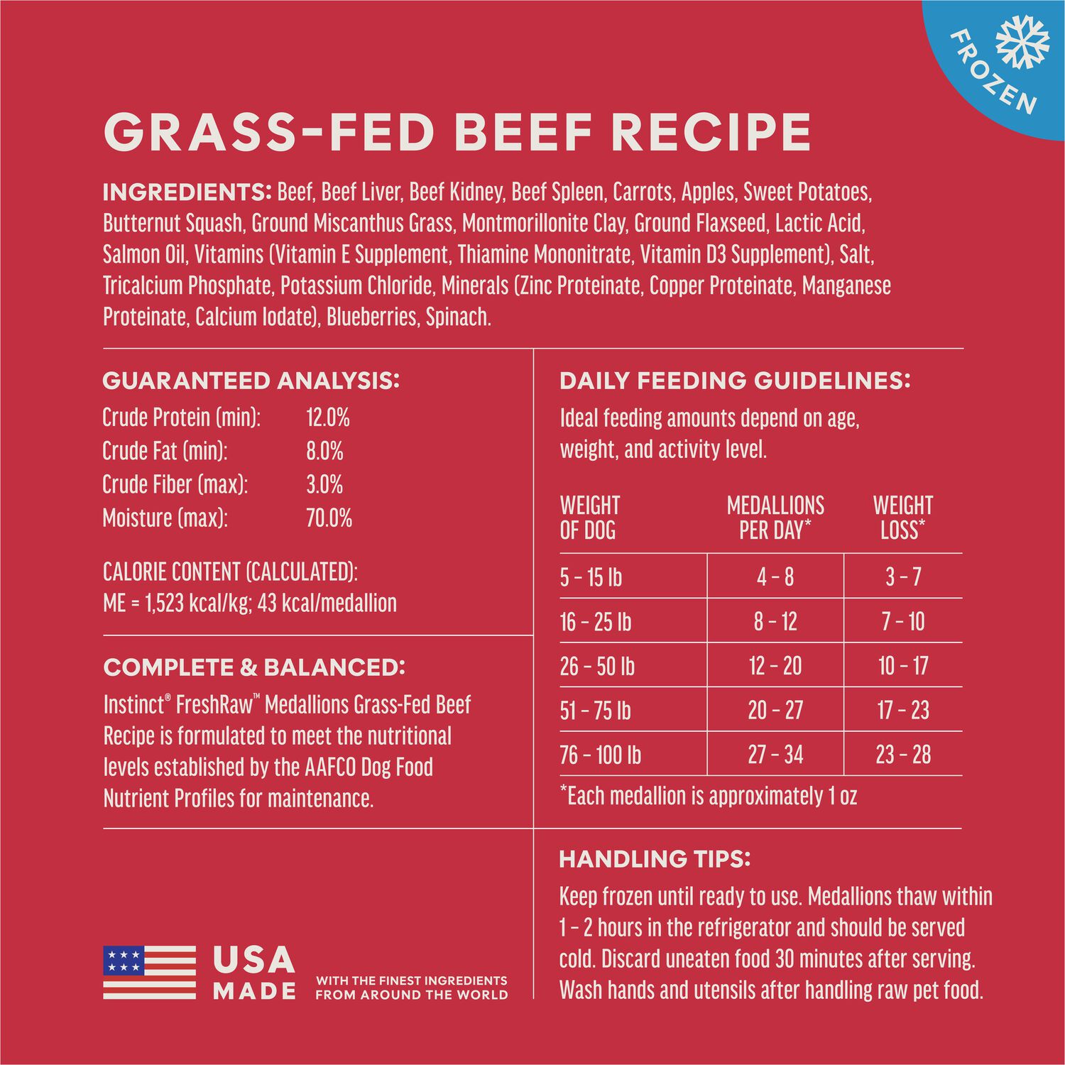 Instinct Freshraw Beef Medallions Frozen Dog Food, 3-Lb Bag