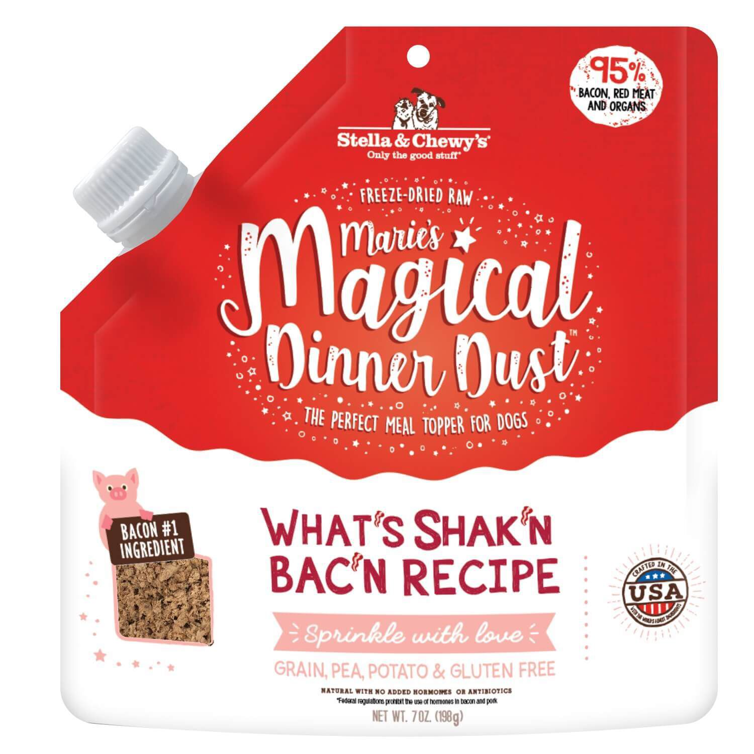 Stella & Chewy's Marie's Magical Dinner Dust What's Shak'n Bac'n Recipe Dog Food, 7-Oz Bag