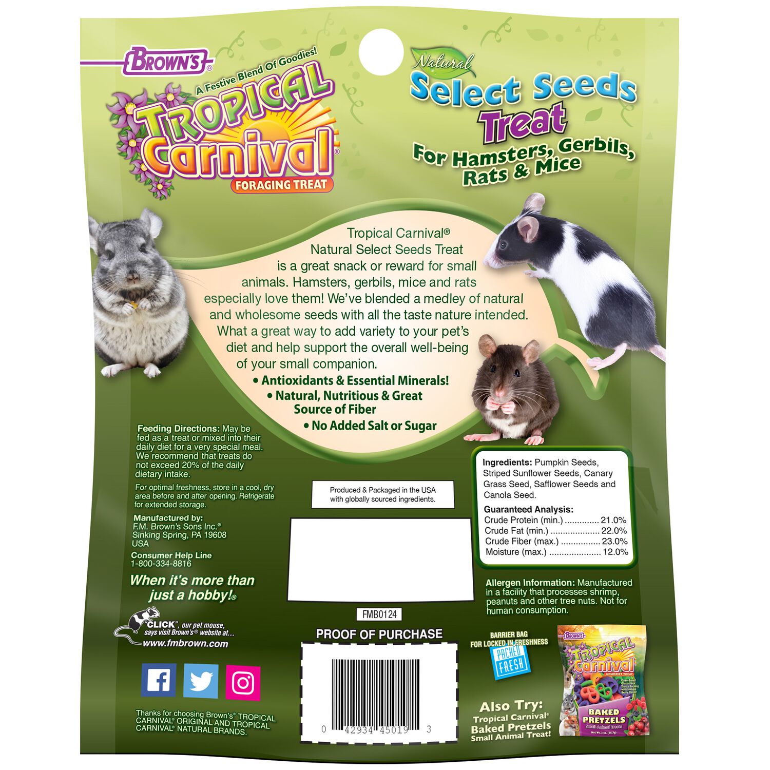 Tropical Carnival Natural Select Seeds Small Animal Treats, 3.5-Oz