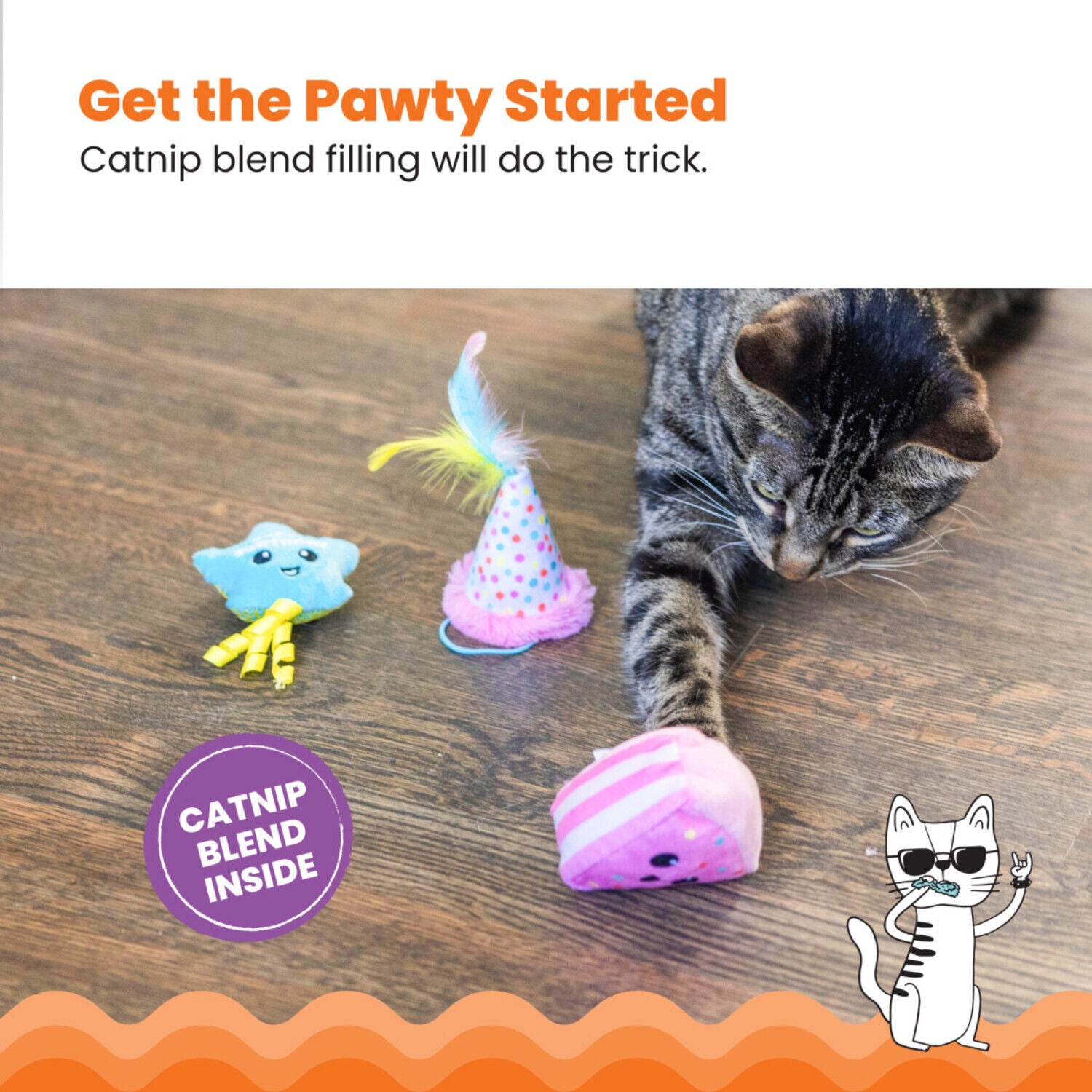 Catstages Petstages Happy Purrthday Catnip Filled Plush Cat Toys - Multipack