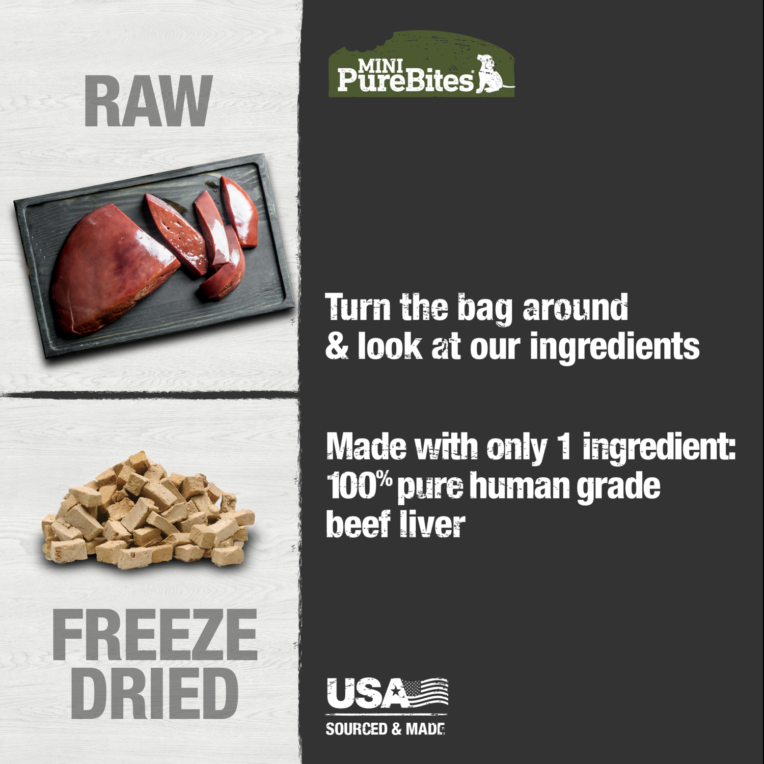 Purebites Mini Freeze-Dried Dog Training Treats, Beef Liver, 9.5-Oz Bag