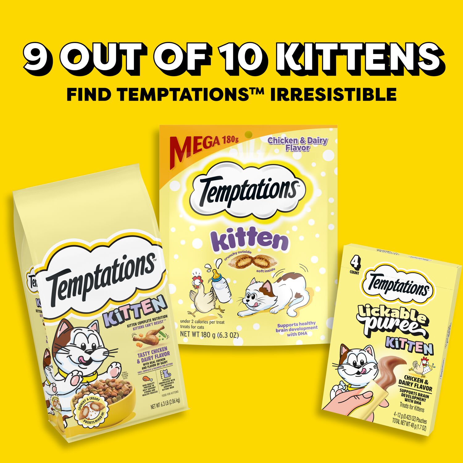 Temptations Kitten Crunchy And Soft Salmon & Dairy Flavor Cat Treats, 3-Oz