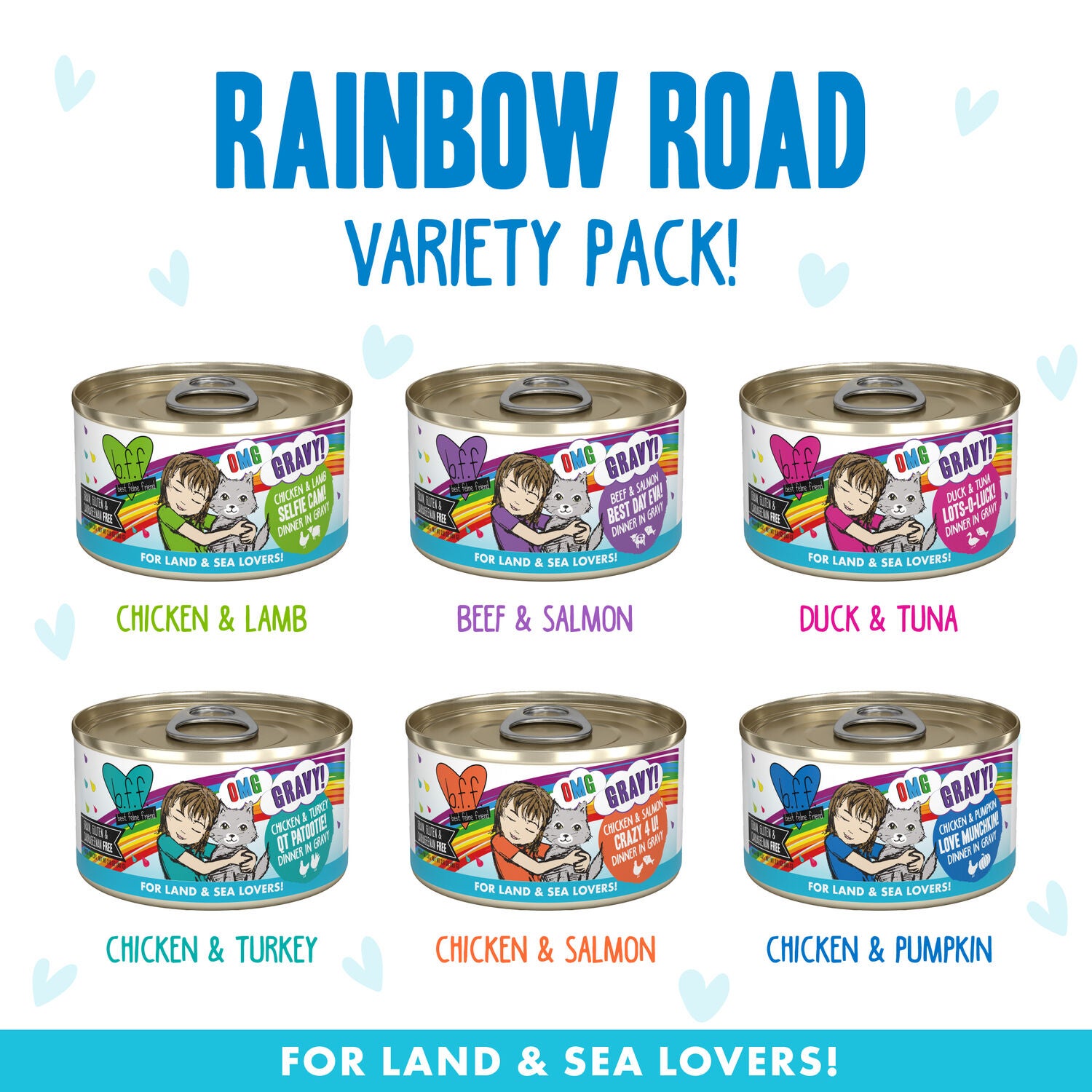 Weruva Bff Omg Gravy Rainbow Road Wet Cat Food, Variety Pack, 2.8-Oz Can Pack Of 12