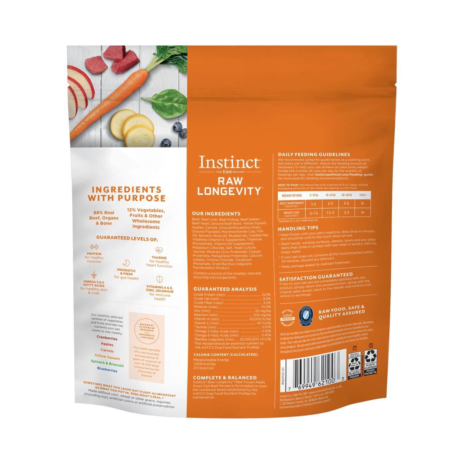 Instinct® Raw Longevity™ Raw Frozen Meals Grass Fed Beef Recipe For Dogs