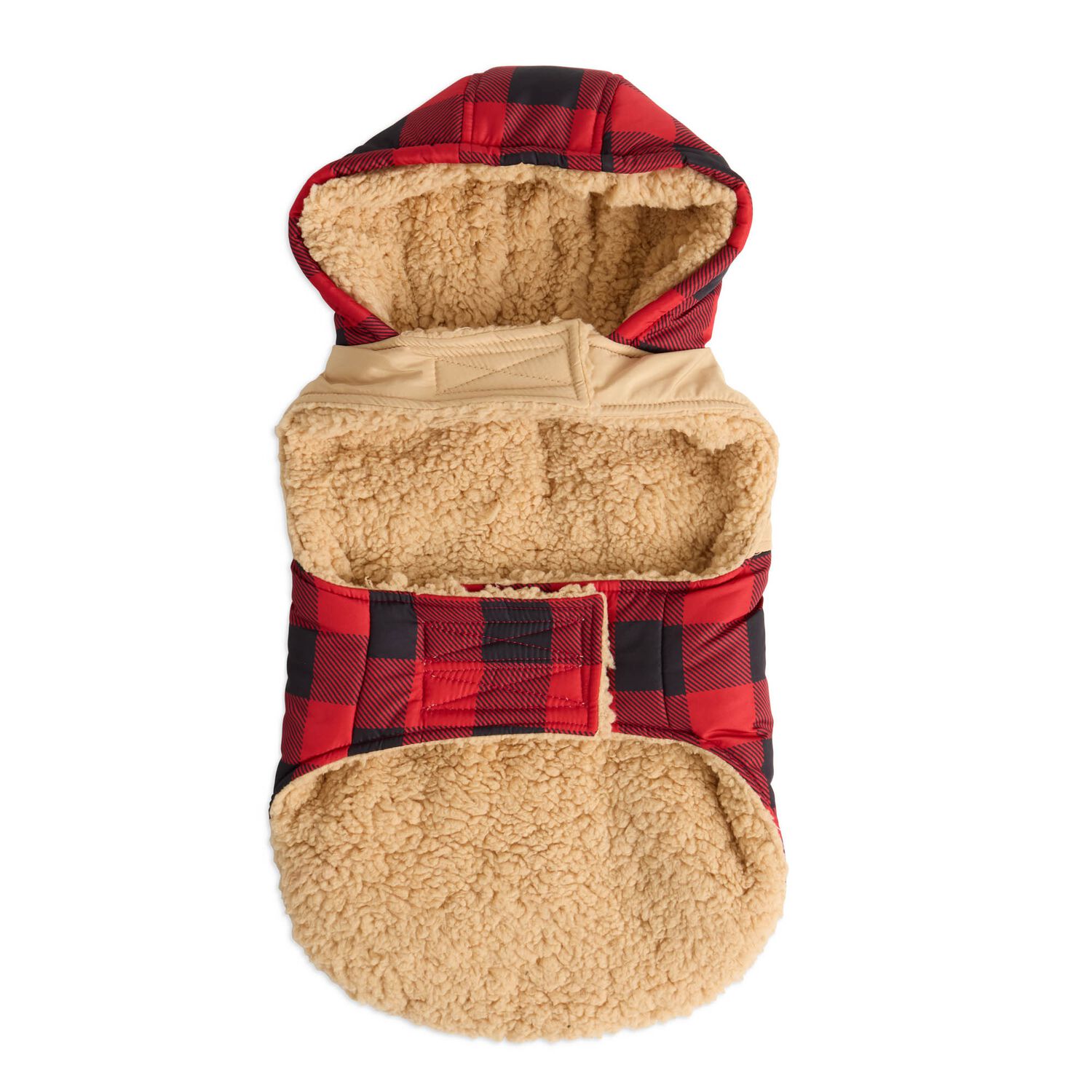 Aristopet Mix Media Buffalo Plaid Dog Jacket With Sherpa Lining, Extra Small