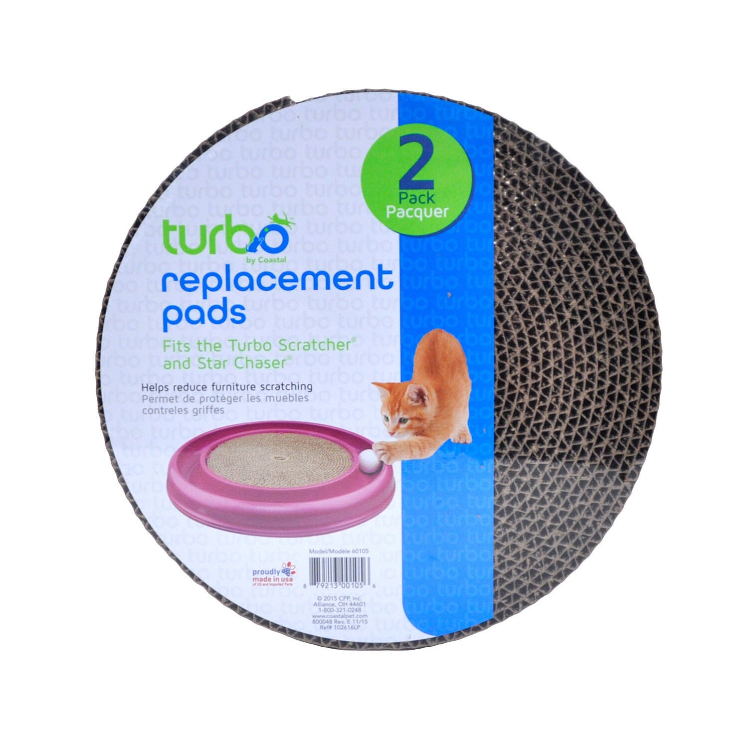 Bergan Turbo Scratcher Cat Replacement Pads, Tan - 2 Pack